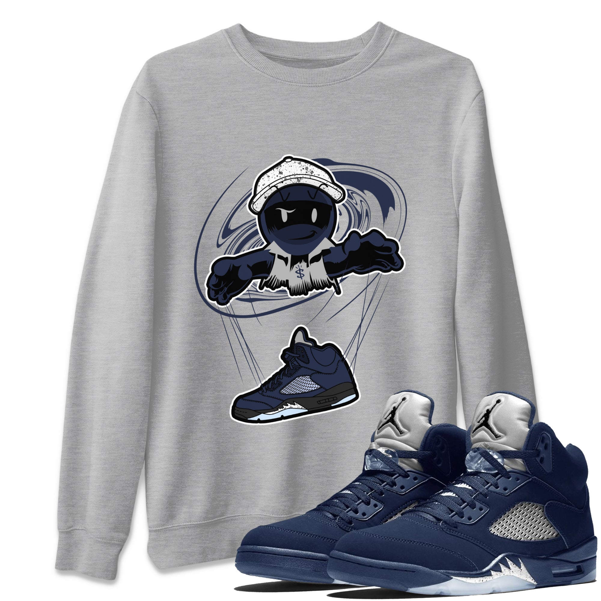 Air Jordan 5 Georgetown shirt to match jordans Marionette Streetwear Sneaker Shirt AJ5 Georgetown Drip Gear Zone Sneaker Matching Clothing Unisex Heather Grey 1 T-Shirt