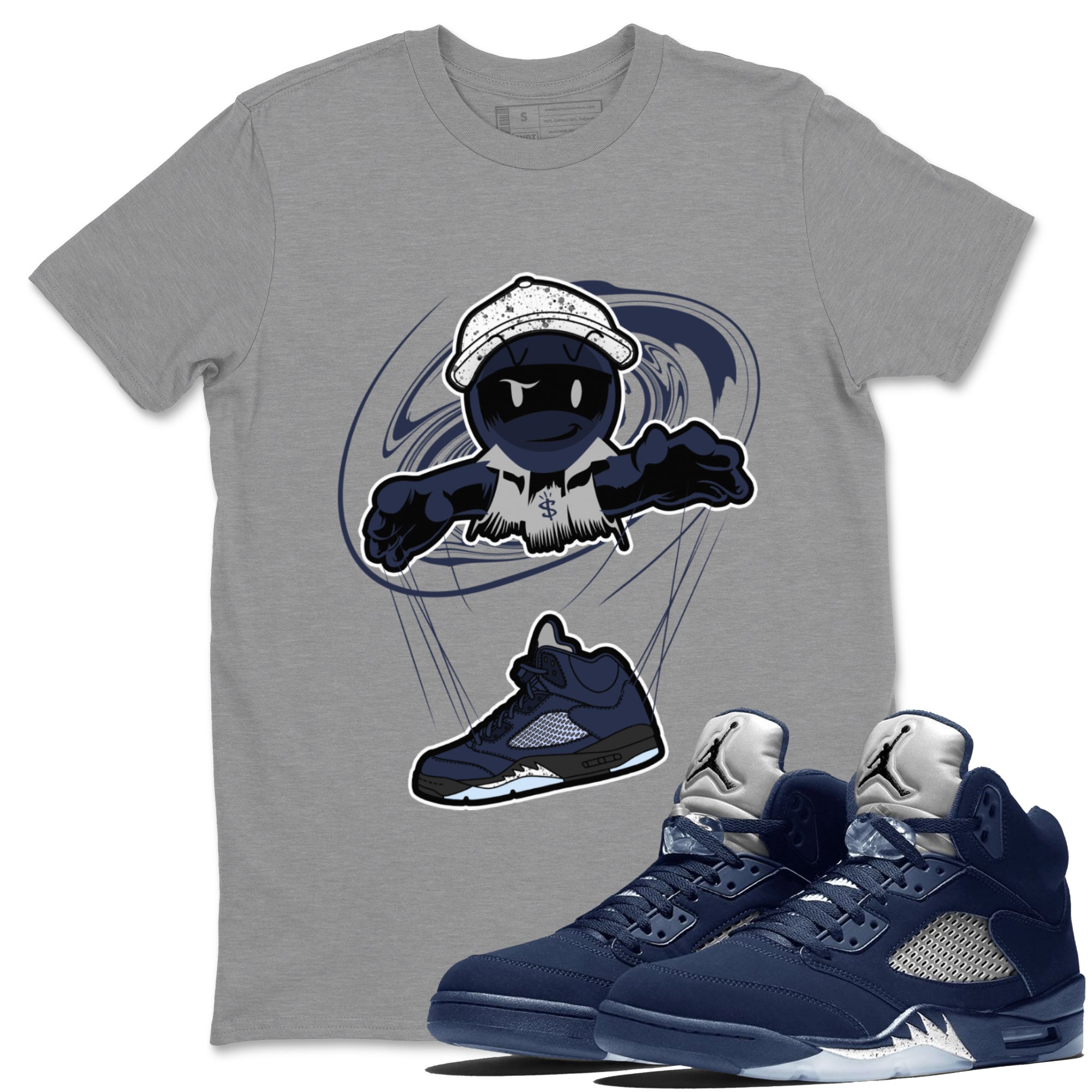 Air Jordan 5 Georgetown shirt to match jordans Marionette Streetwear Sneaker Shirt AJ5 Georgetown Drip Gear Zone Sneaker Matching Clothing Unisex Heather Grey 1 T-Shirt