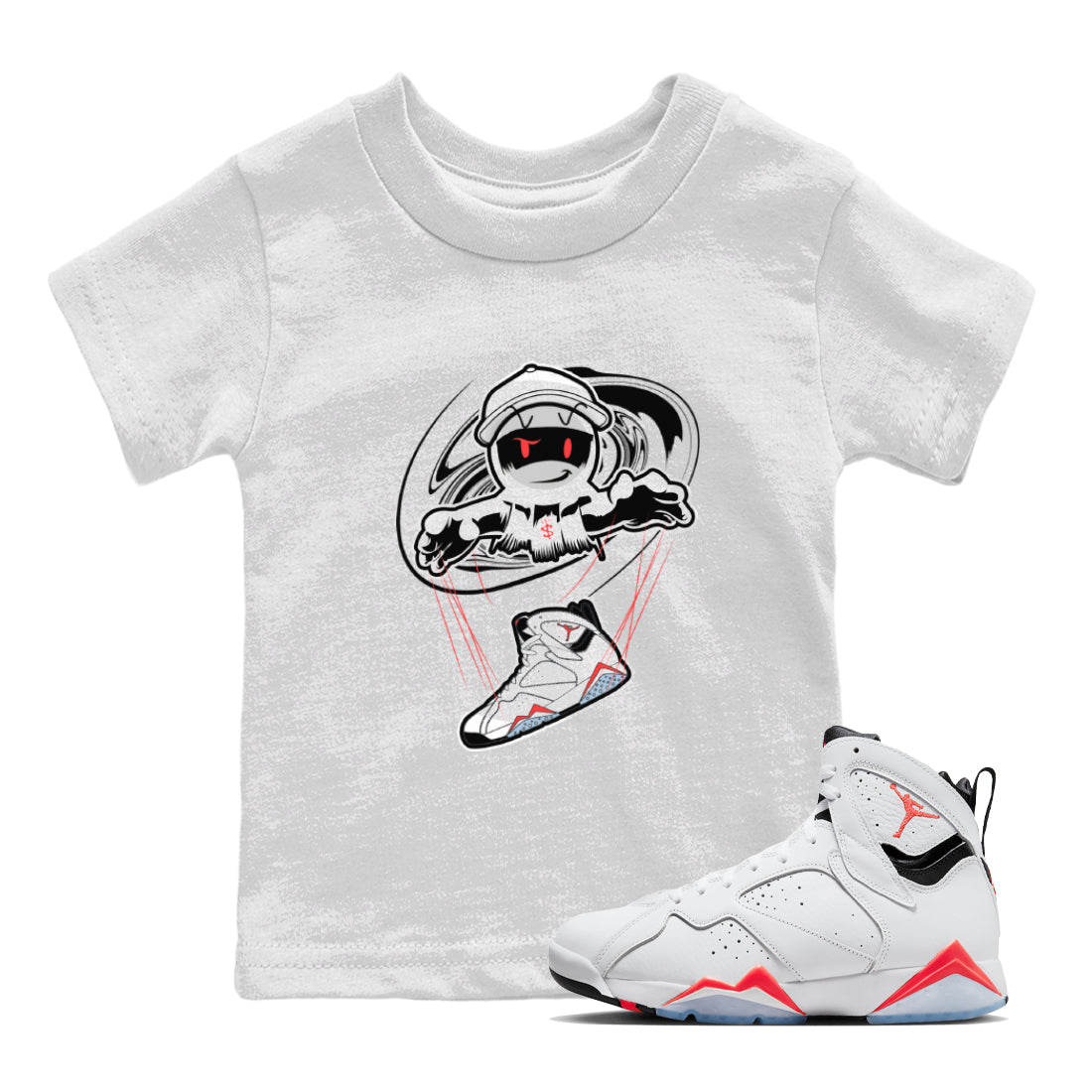 Air Jordan 7 White Infrared shirt to match jordans Marionette Streetwear Sneaker Shirt AJ7 White Infrared Drip Gear Zone Sneaker Matching Clothing Baby Toddler White 1 T-Shirt