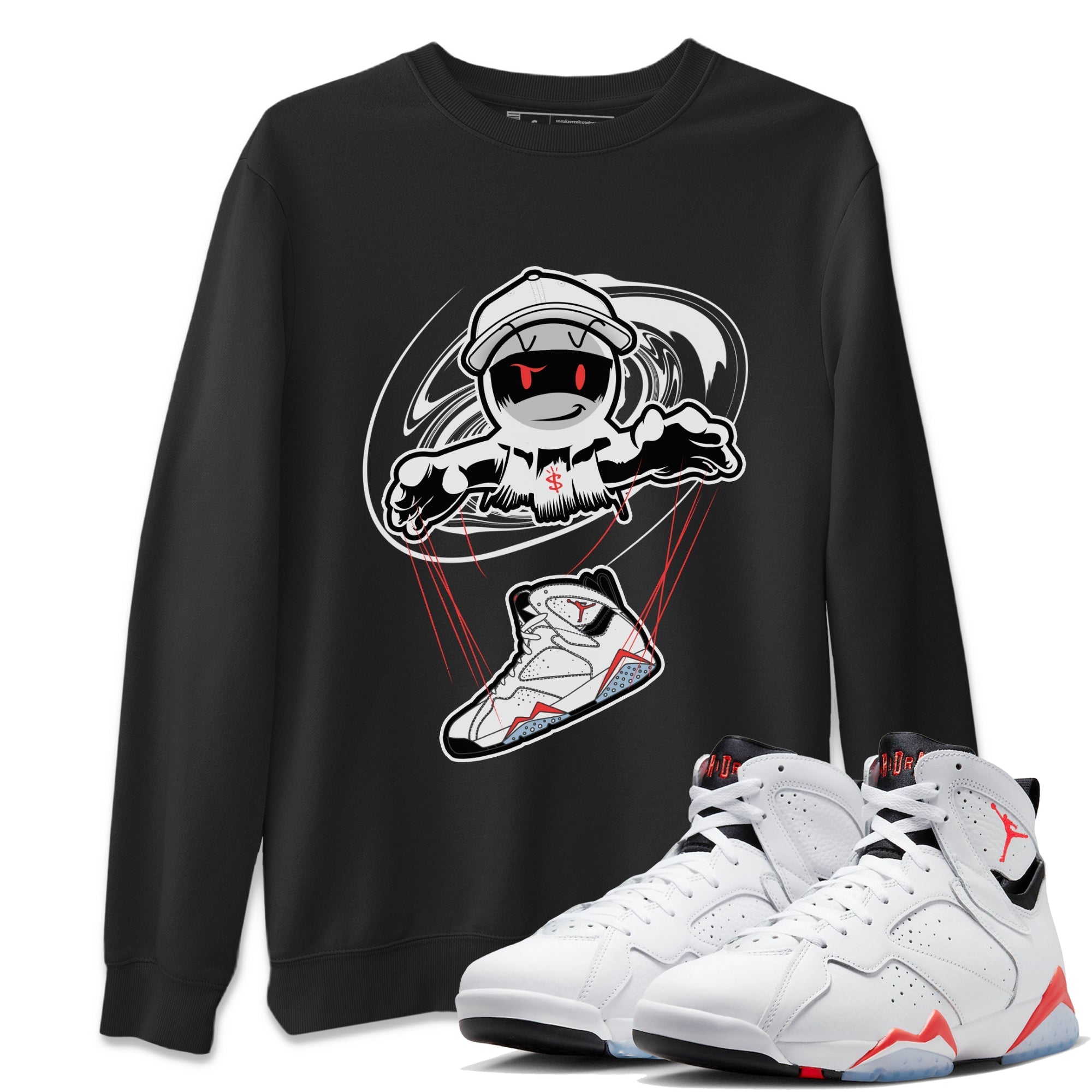 Air Jordan 7 White Infrared shirt to match jordans Marionette Streetwear Sneaker Shirt AJ7 White Infrared Drip Gear Zone Sneaker Matching Clothing Unisex Black 1 T-Shirt