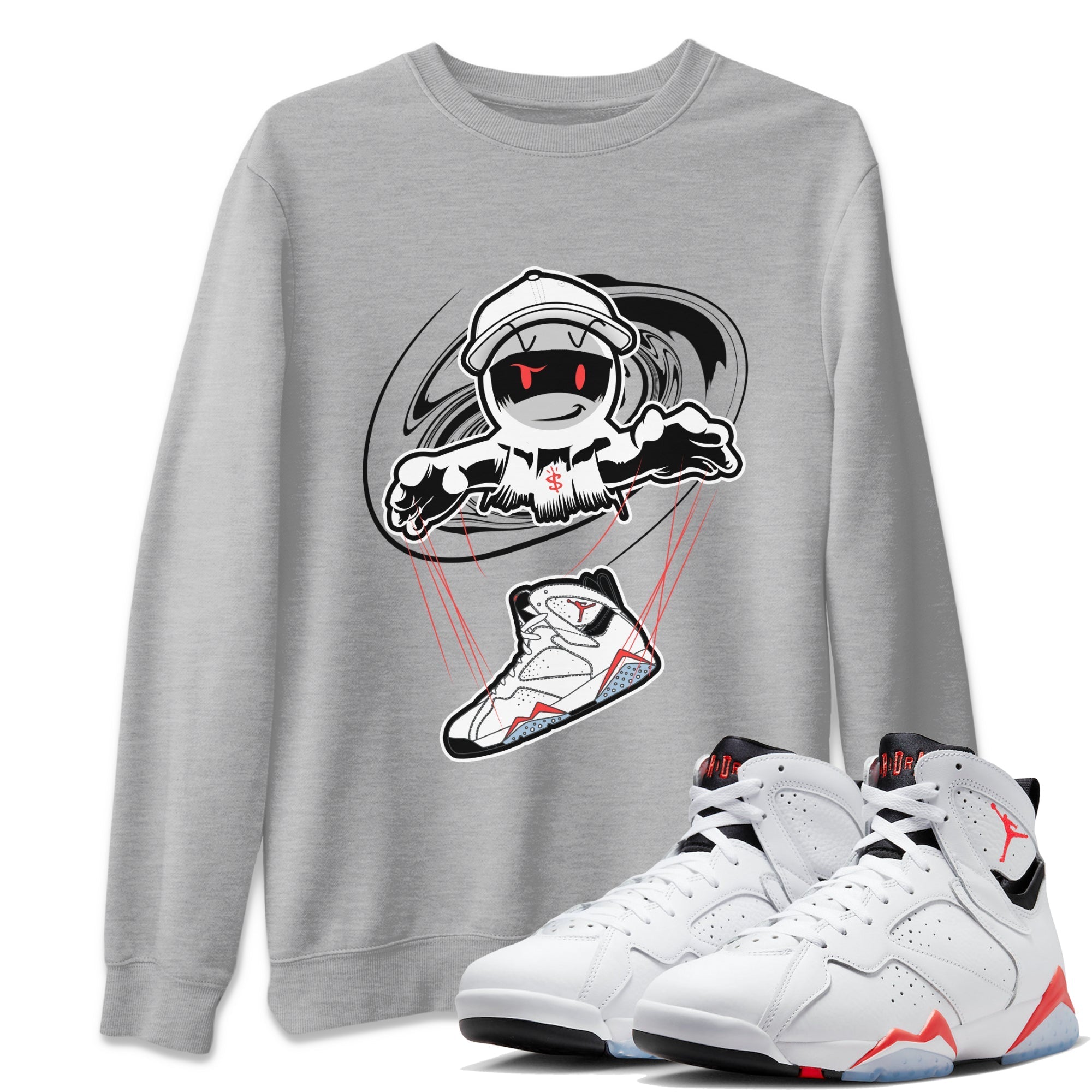 Air Jordan 7 White Infrared shirt to match jordans Marionette Streetwear Sneaker Shirt AJ7 White Infrared Drip Gear Zone Sneaker Matching Clothing Unisex Heather Grey 1 T-Shirt