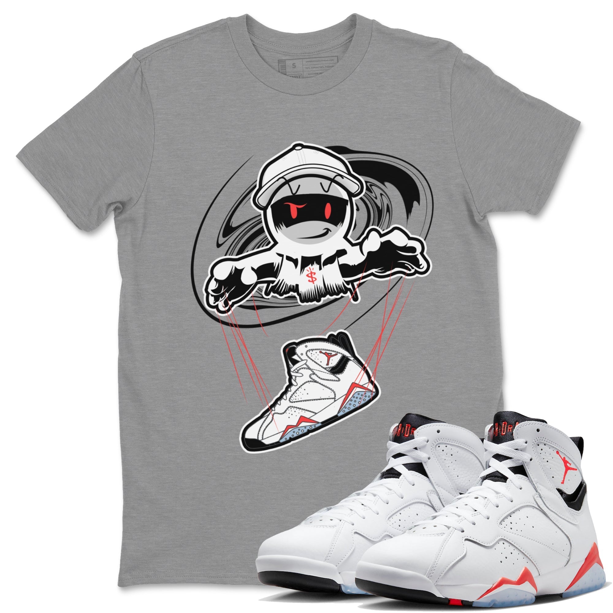 Air Jordan 7 White Infrared shirt to match jordans Marionette Streetwear Sneaker Shirt AJ7 White Infrared Drip Gear Zone Sneaker Matching Clothing Unisex Heather Grey 1 T-Shirt