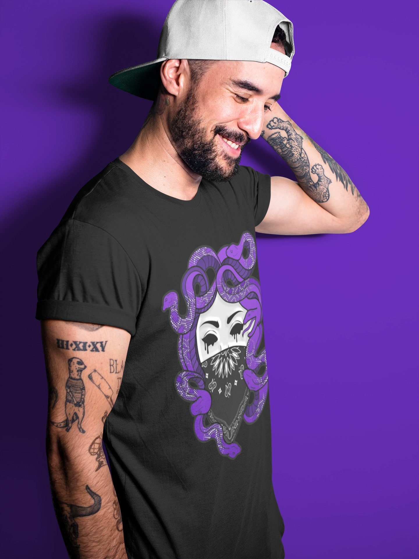 Jordan 1 Court Purple Sneaker Matching T-Shirt Medusa Sneaker Tees Jordan 1 Court Purple Sneaker Release Tees Crew Neck Tees