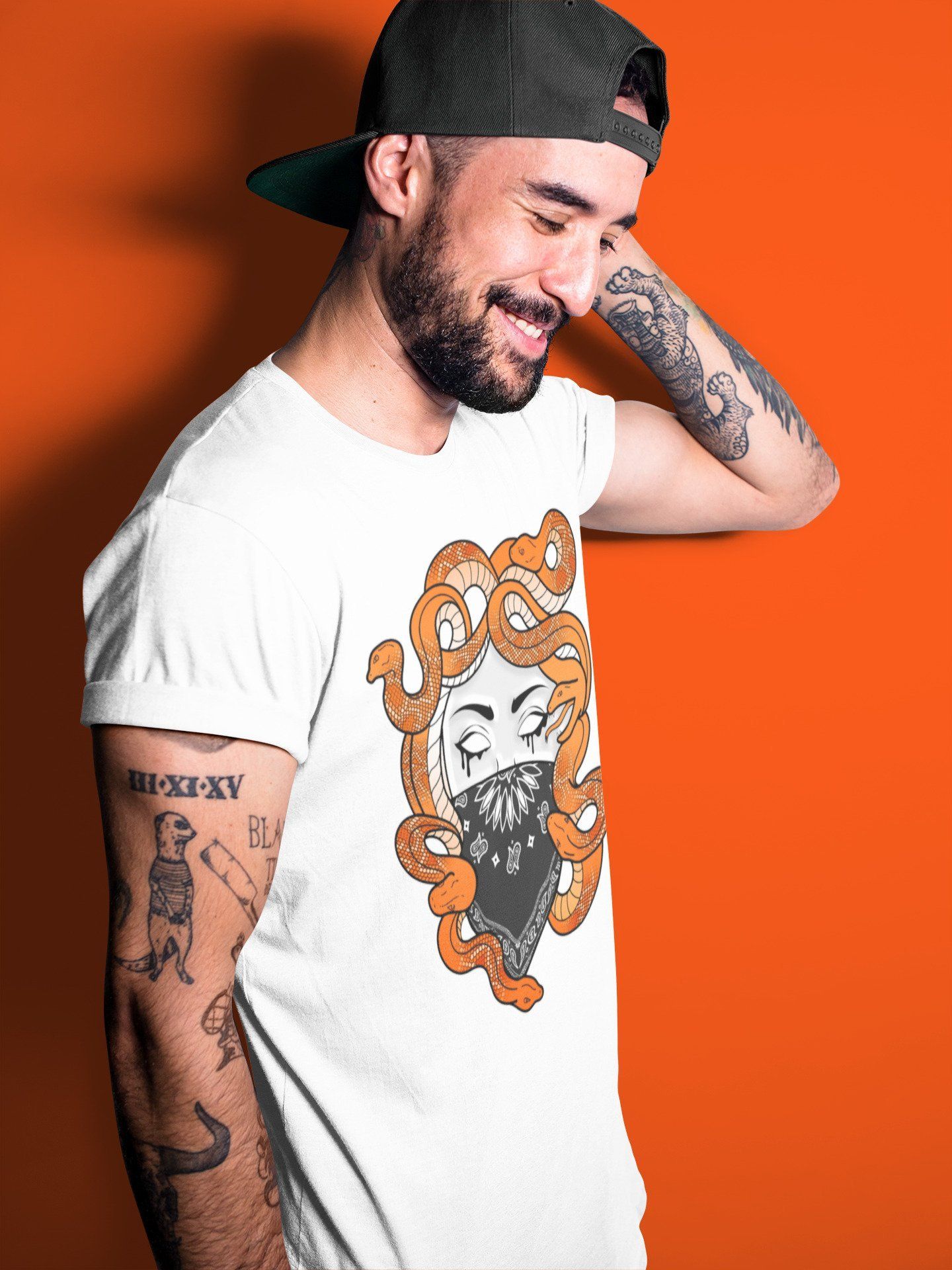 Jordan 1 Electro Orange Sneaker Matching T-Shirt Medusa Sneaker Tees Jordan 1 Electro Orange Sneaker Release Tees Crew Neck Tees