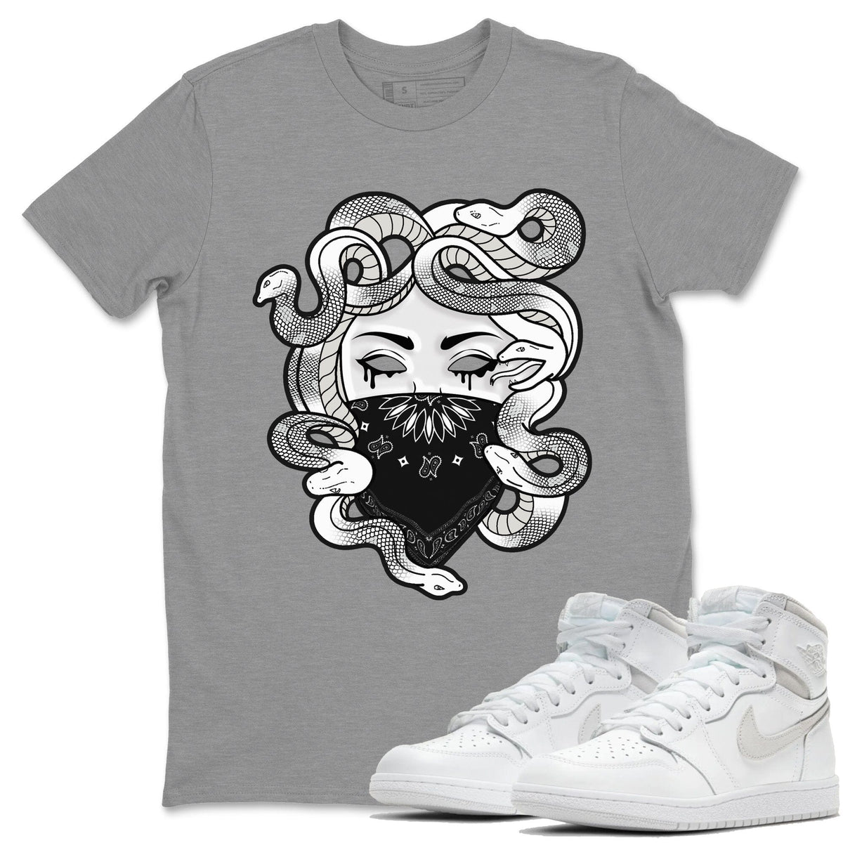 Jordan 1 Neutral Grey Shirt To Match Jordans Medusa Sneaker Tees Jordan 1 Neutral Grey Drip Gear Zone Sneaker Matching Clothing Unisex Shirts