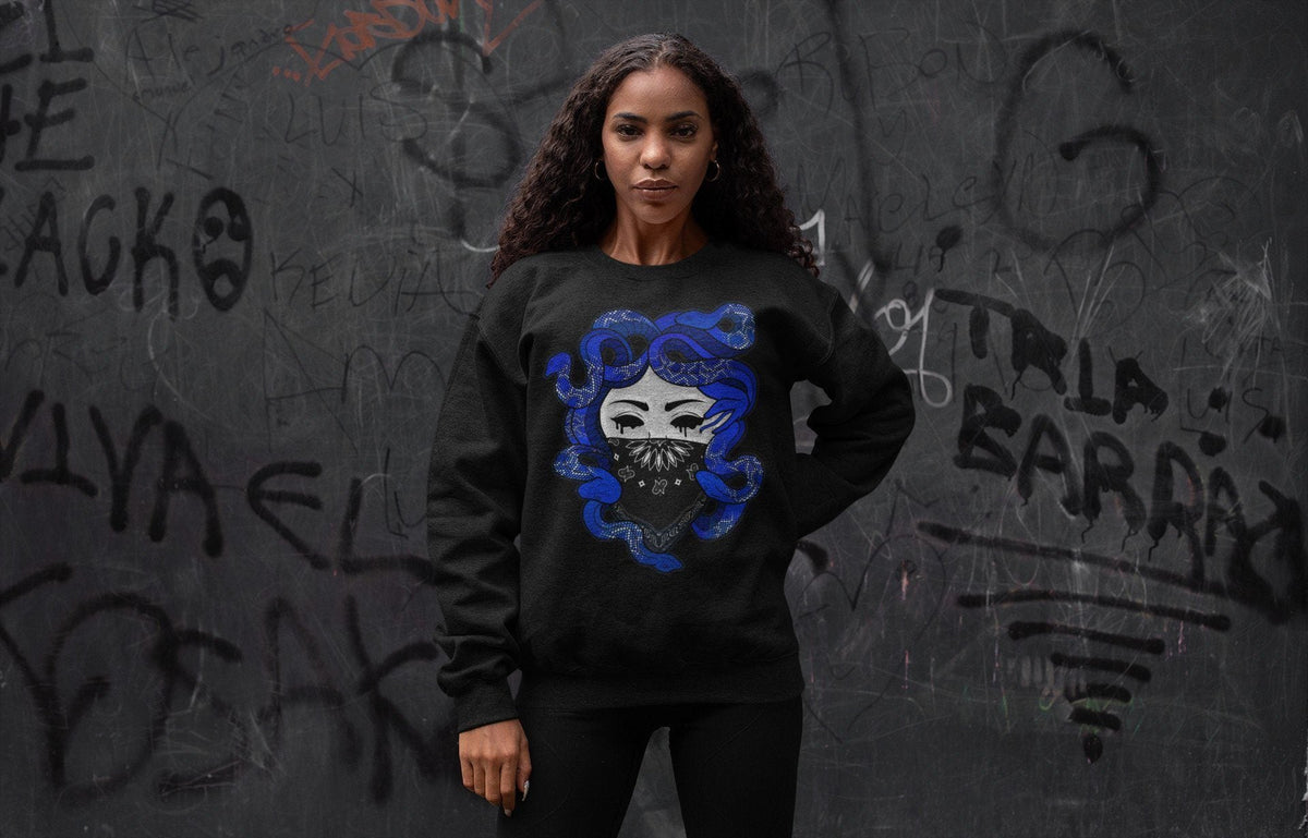 Jordan 1 Royal Black Shirt To Match Jordans Medusa Sneaker Tees Jordan 1 Royal Black Drip Gear Zone Sneaker Matching Clothing Unisex Shirts