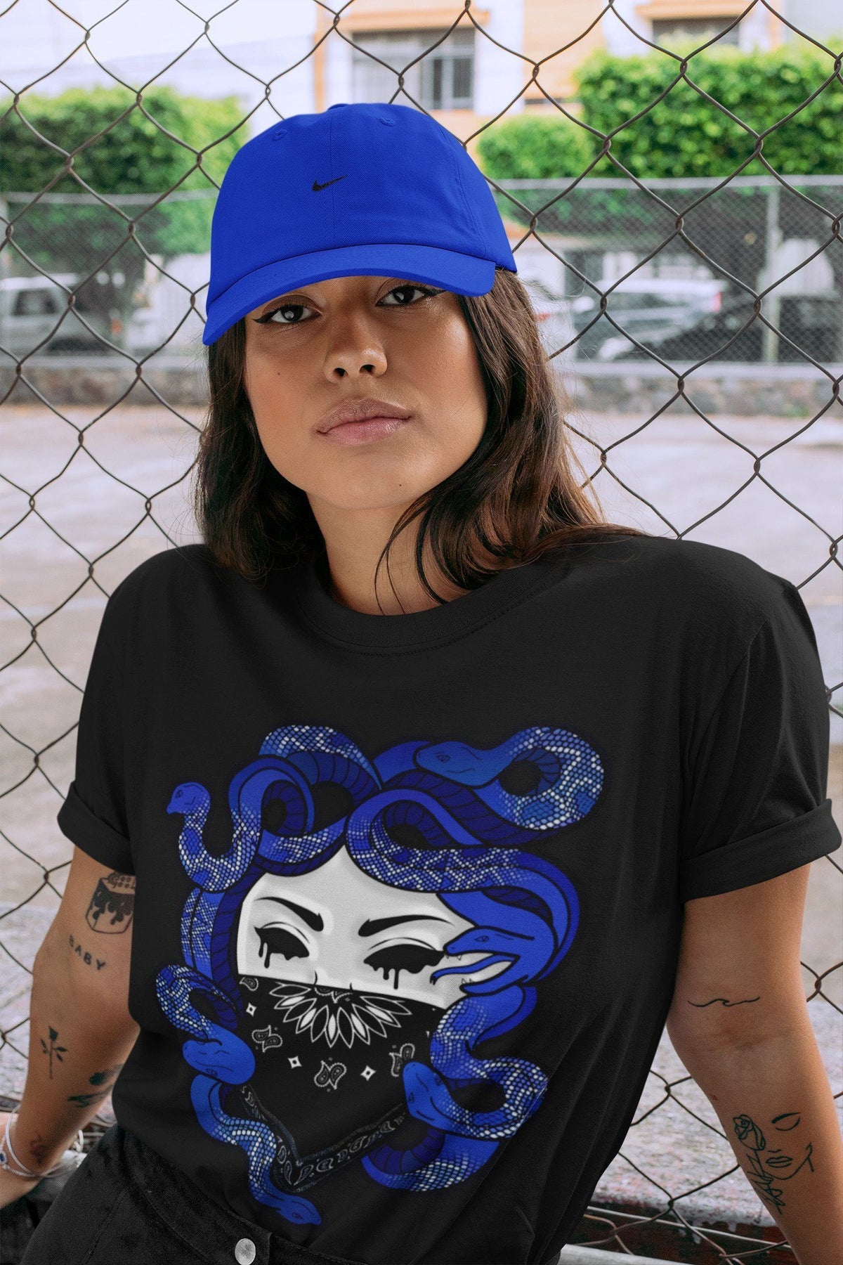 Jordan 1 Royal Black Shirt To Match Jordans Medusa Sneaker Tees Jordan 1 Royal Black Drip Gear Zone Sneaker Matching Clothing Unisex Shirts