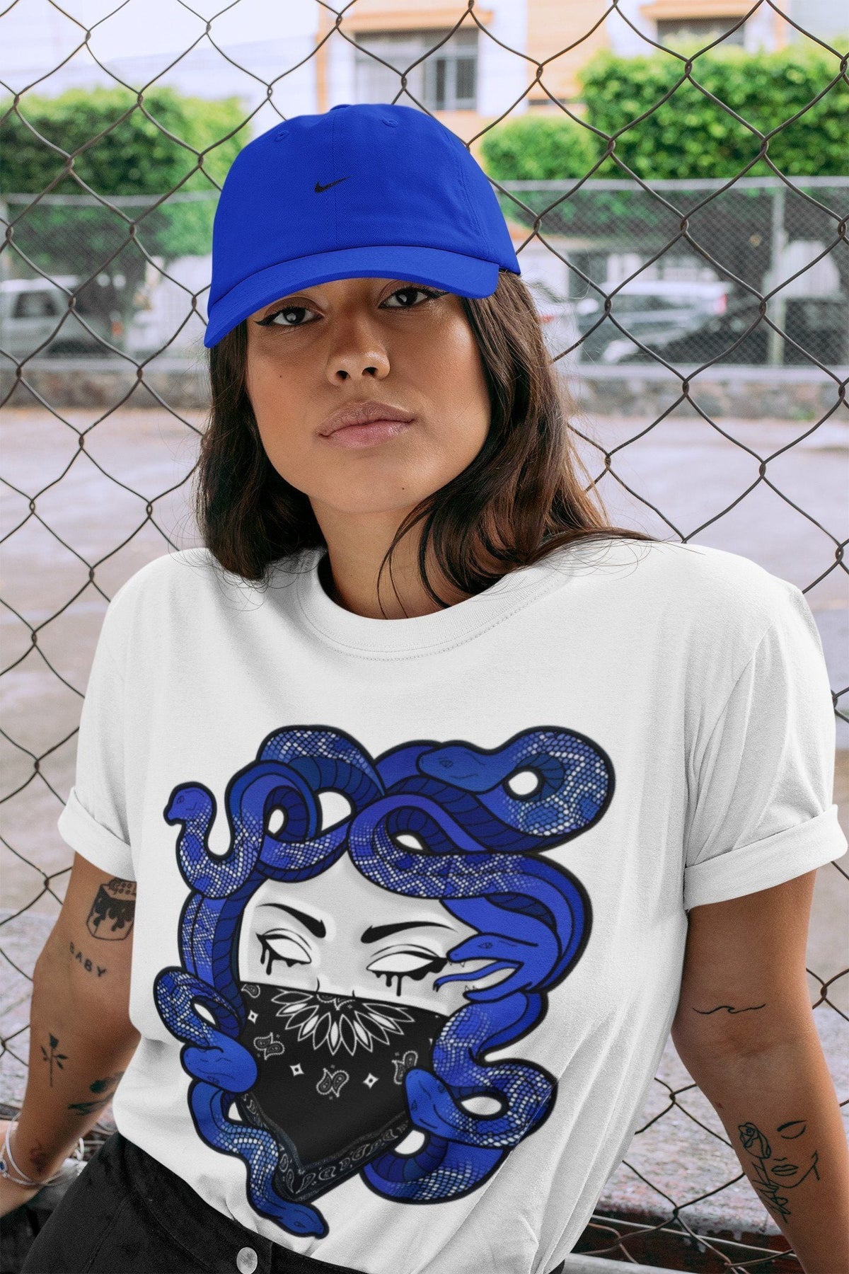 Jordan 1 Royal Black Shirt To Match Jordans Medusa Sneaker Tees Jordan 1 Royal Black Drip Gear Zone Sneaker Matching Clothing Unisex Shirts