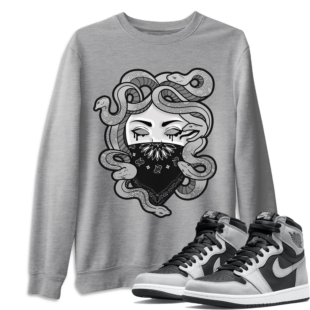 Jordan 1 Shadow 2.0 Shirt To Match Jordans Medusa Sneaker Tees Jordan 1 Shadow 2.0 Drip Gear Zone Sneaker Matching Clothing Unisex Shirts