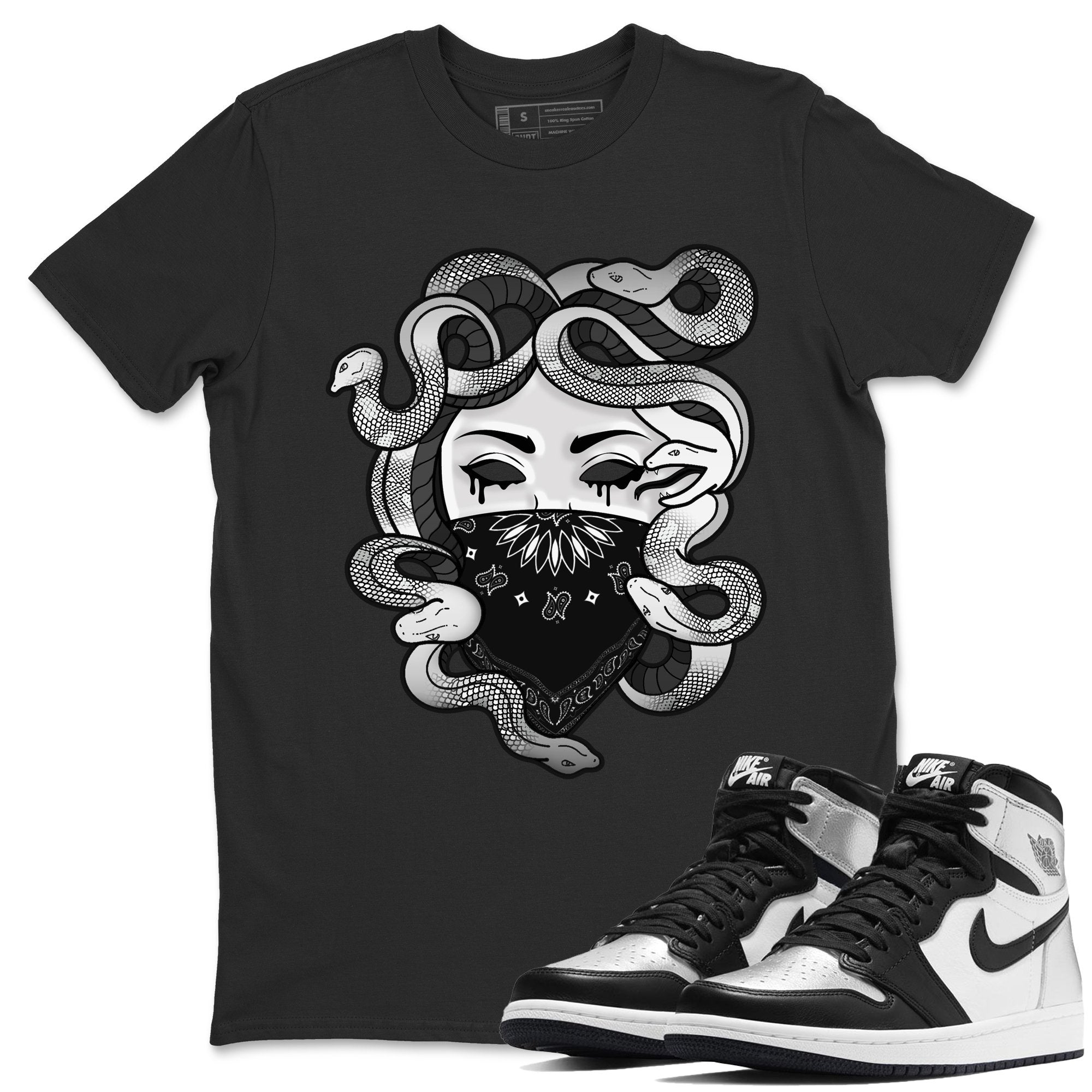 Jordan 1 Silver Toe Shirt To Match Jordans Medusa Sneaker Tees Jordan 1 Silver Toe Drip Gear Zone Sneaker Matching Clothing Unisex Shirts