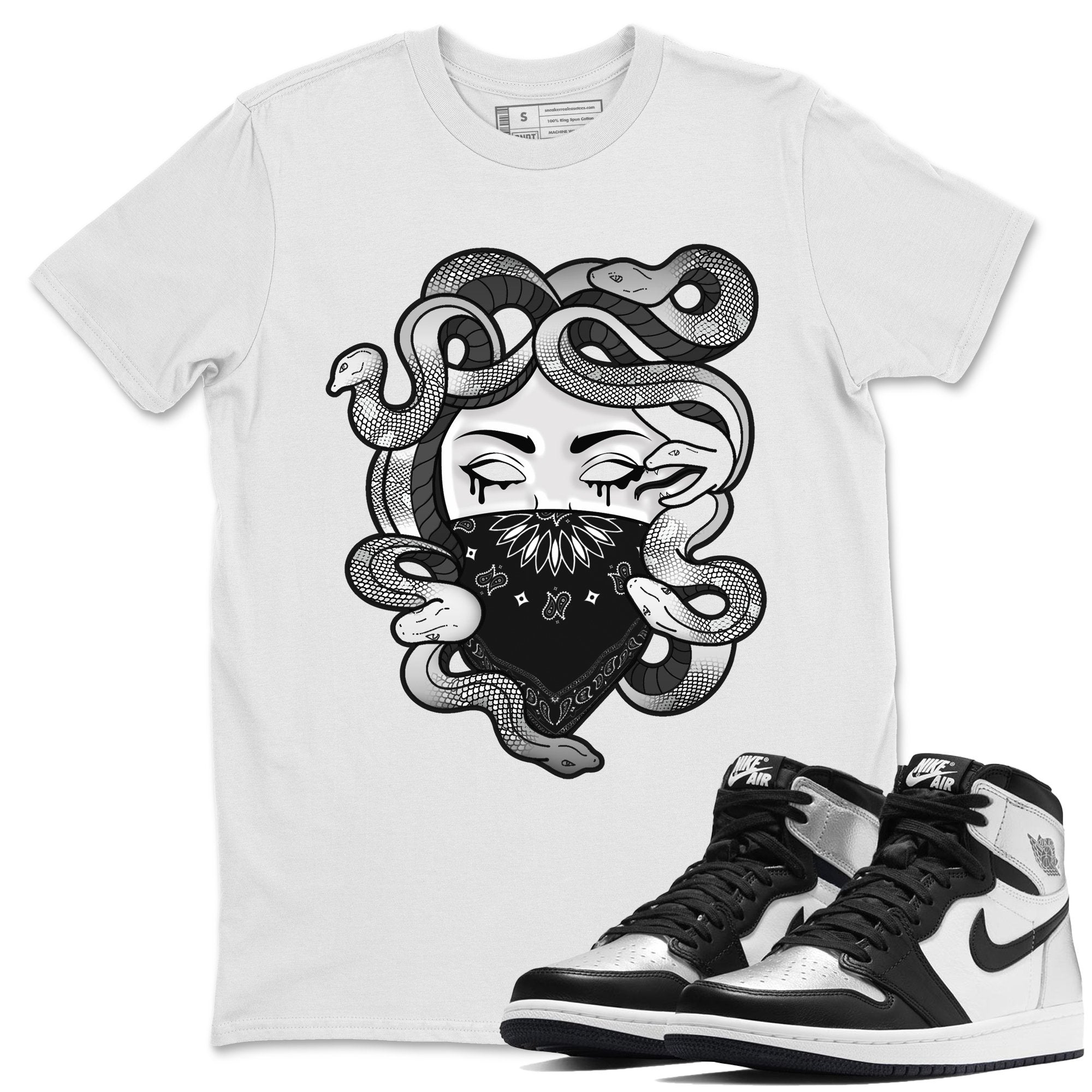 Jordan 1 Silver Toe Shirt To Match Jordans Medusa Sneaker Tees Jordan 1 Silver Toe Drip Gear Zone Sneaker Matching Clothing Unisex Shirts