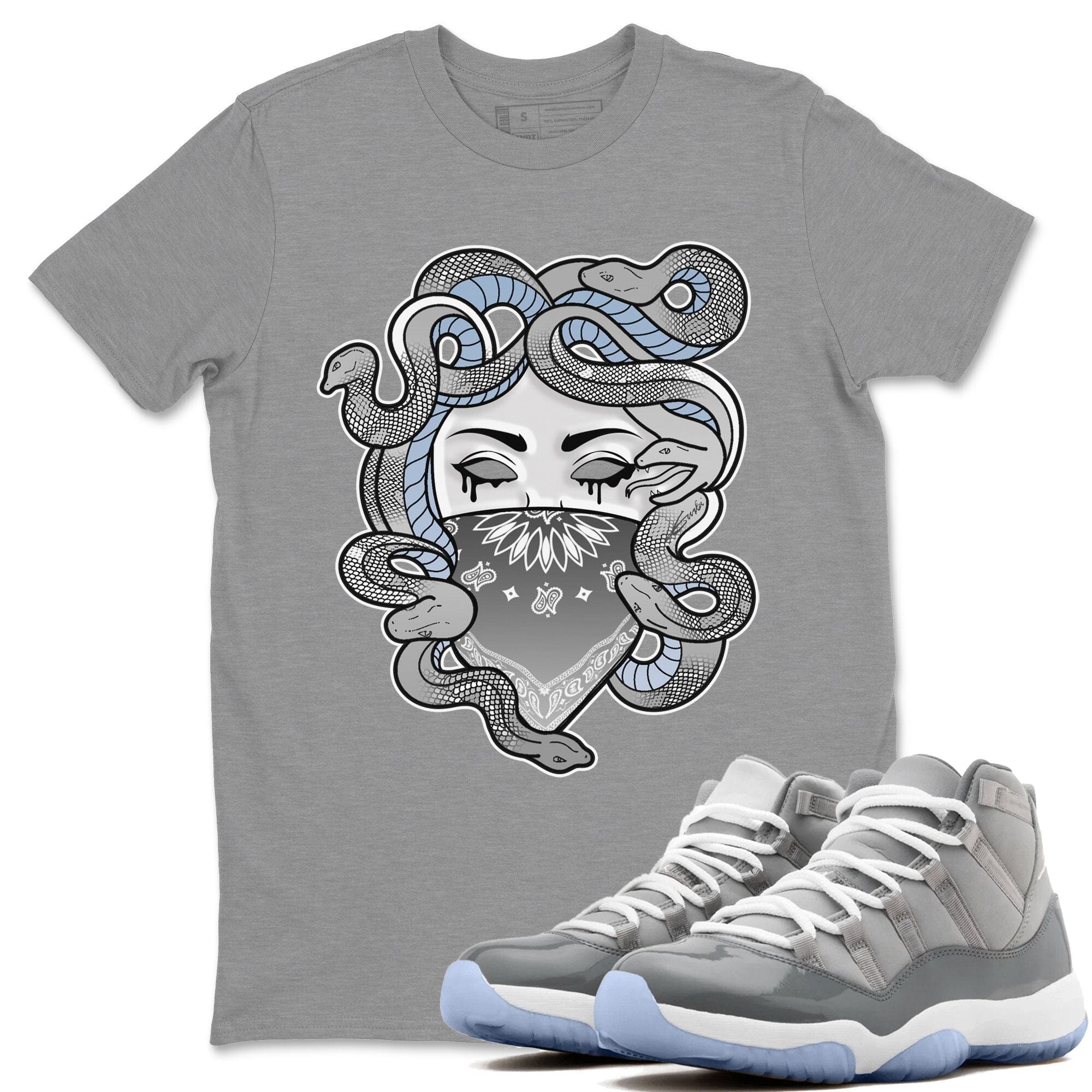 Jordan 11 Cool Grey Shirt To Match Jordans Medusa Sneaker Tees Jordan 11 Cool Grey Drip Gear Zone Sneaker Matching Clothing Unisex Shirts