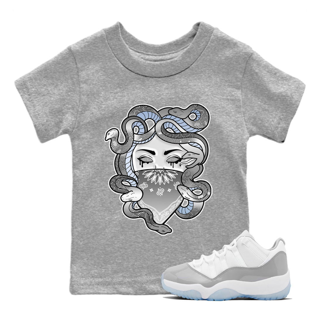 Air Jordan 11 White Cement Medusa Baby and Kids Streetwear Sneaker Shirt Air Jordan 11 Cement Grey Kids Streetwear Sneaker Shirt Size Chart