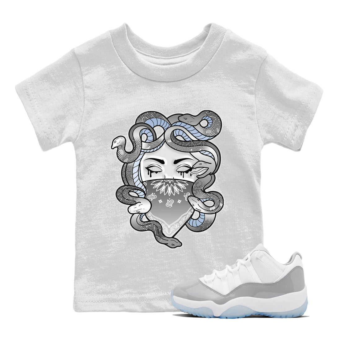 Air Jordan 11 White Cement Sneaker Match Tees Medusa Streetwear Sneaker Shirt Air Jordan 11 Cement Grey Sneaker Release Tees Kids Shirts White 1