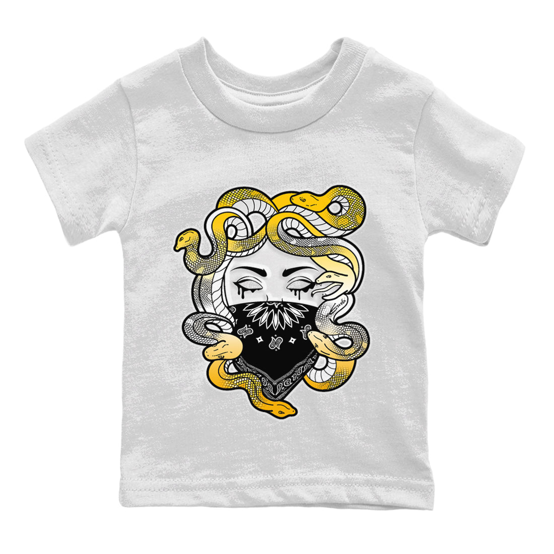 Jordan 11 Yellow Python Sneaker Matching T-Shirt Medusa Sneaker Tees Jordan 11 Yellow Python Sneaker Release Tees Kids Shirts
