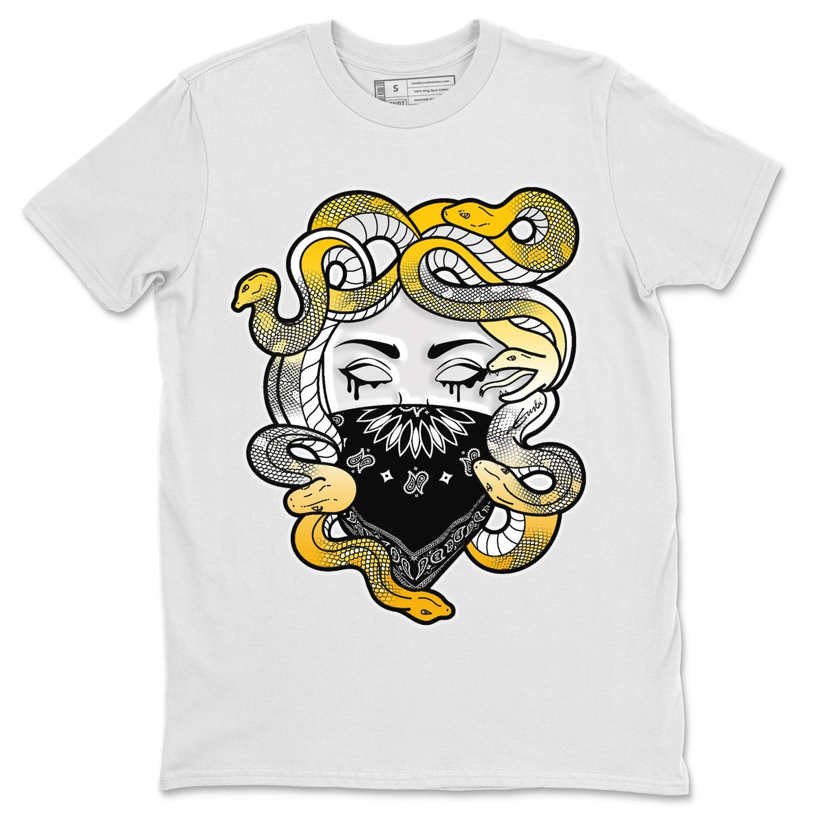 Jordan 11 Yellow Python Sneaker Matching T-Shirt Medusa Sneaker Tees Jordan 11 Yellow Python Sneaker Release Tees Crew Neck Tees