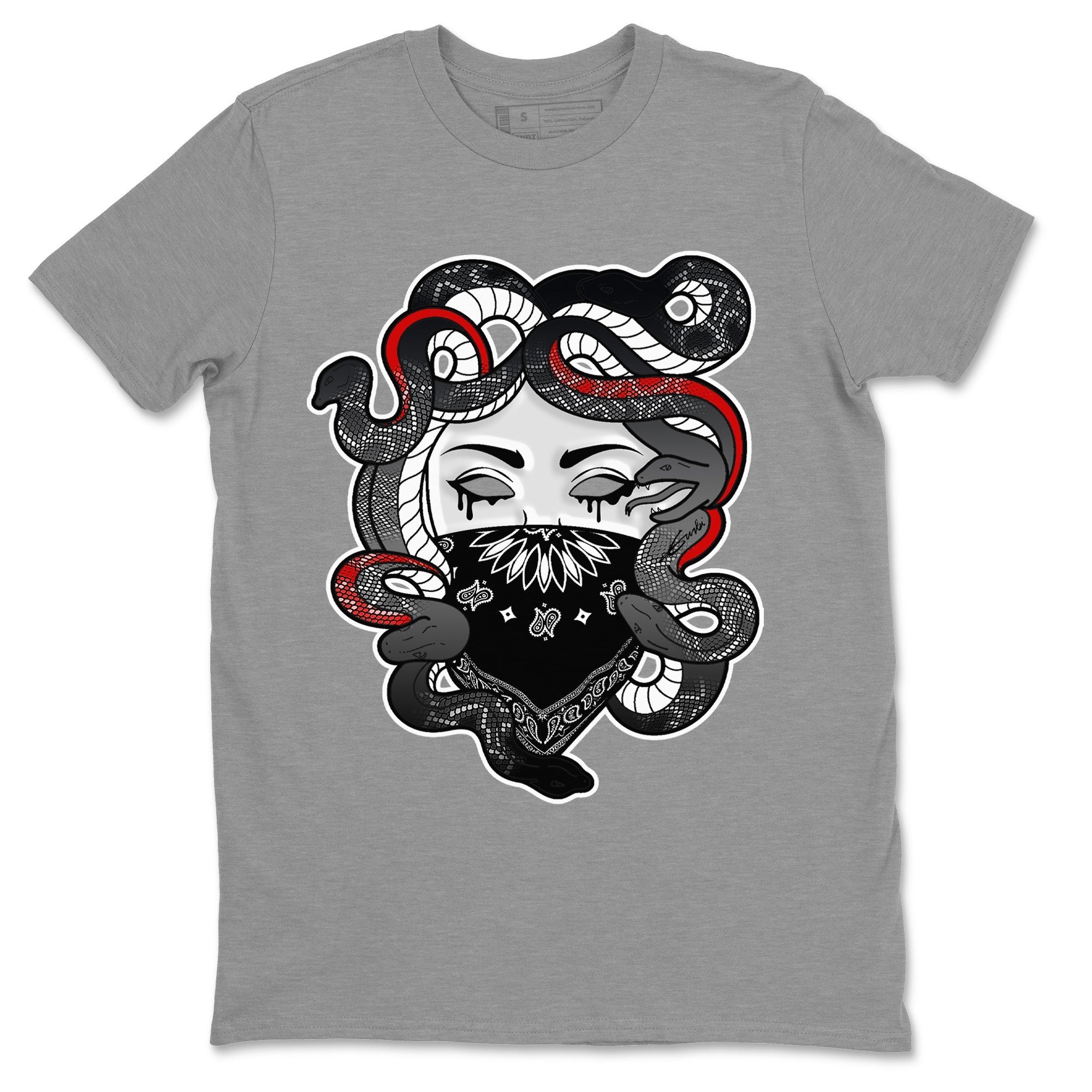 Air Jordan 13 Black Flint Sneaker Match Tees Medusa Streetwear Sneaker Shirt Air Jordan 13 Retro Black Flint Sneaker Release Tees Unisex Shirts Heather Grey 2