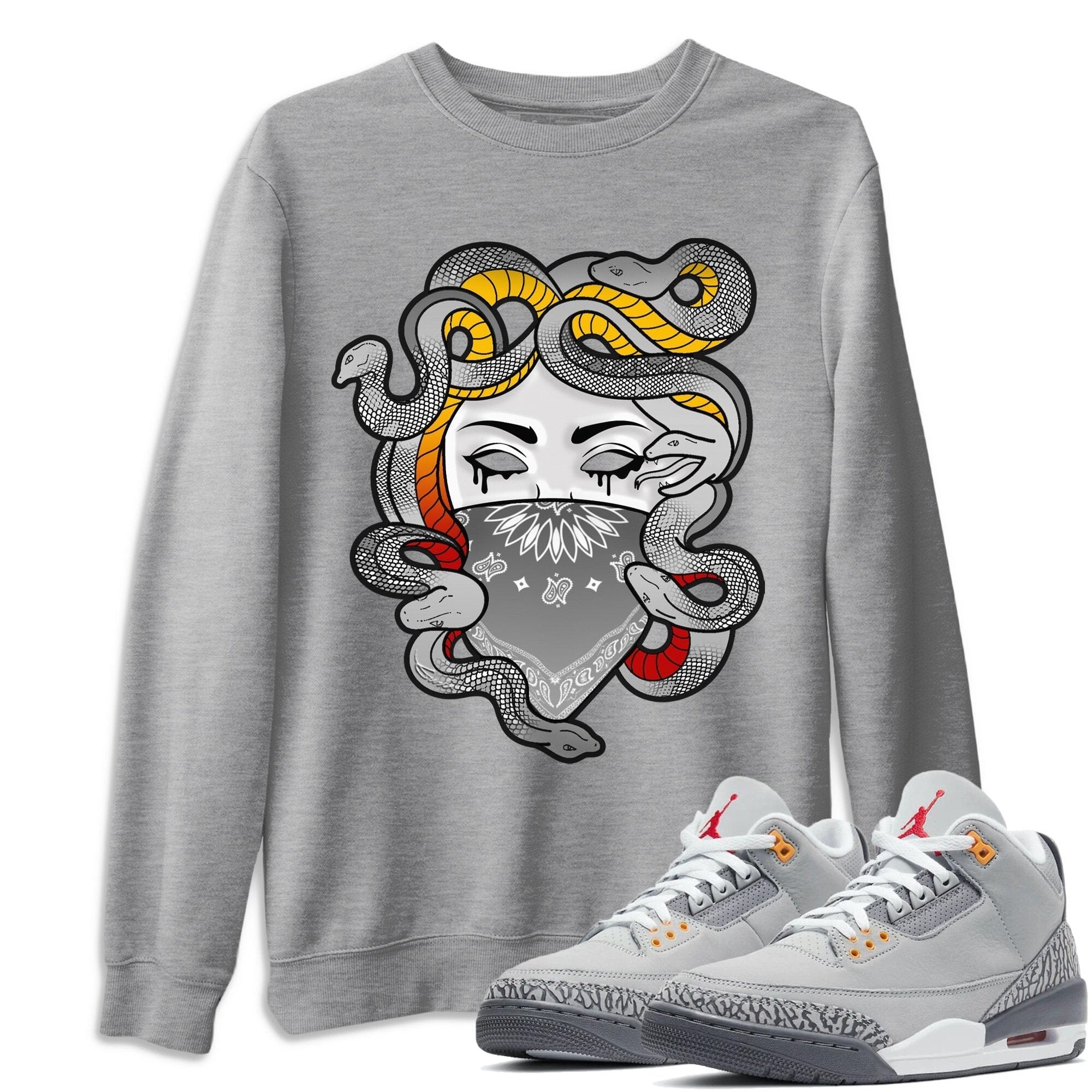 Jordan 3 Cool Grey Shirt To Match Jordans Medusa Sneaker Tees Jordan 3 Cool Grey Drip Gear Zone Sneaker Matching Clothing Unisex Shirts