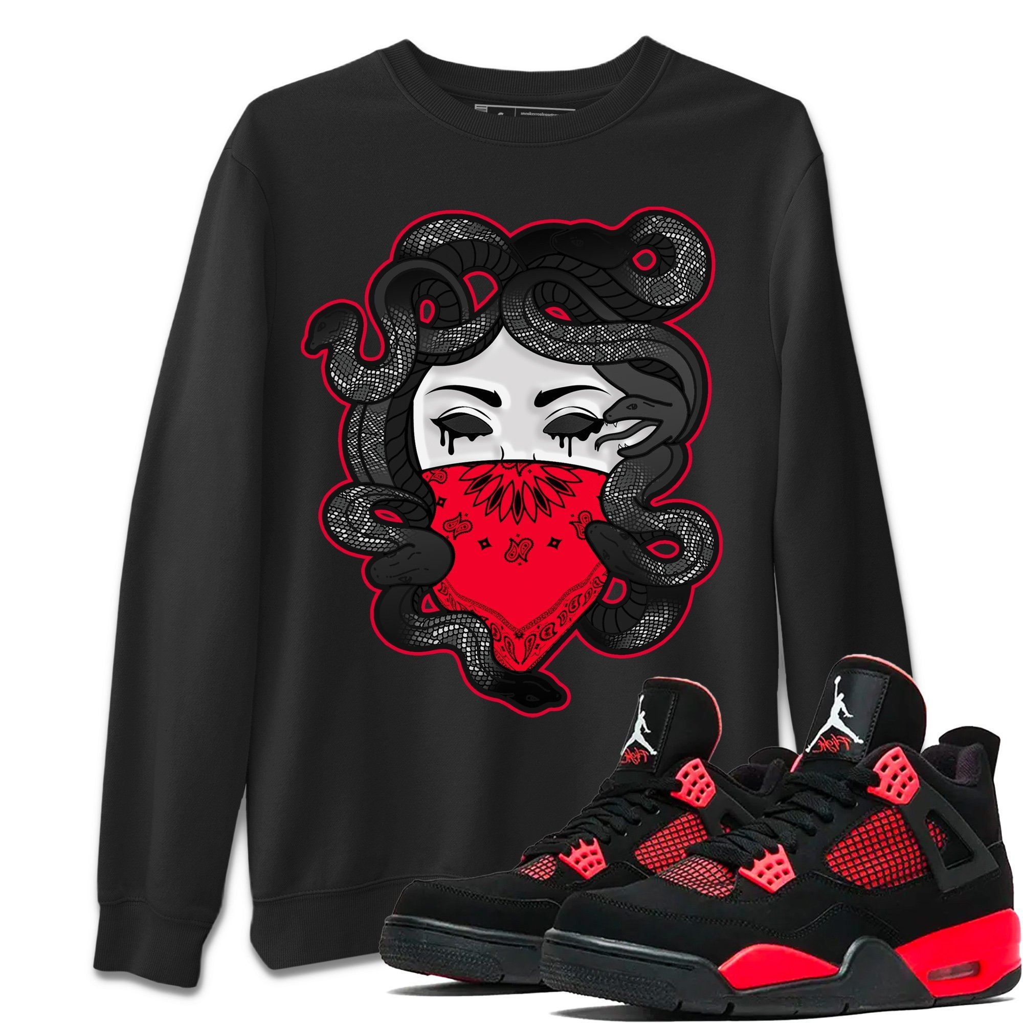 Jordan 4 Red Thunder Shirt To Match Jordans Medusa Sneaker Tees Jordan 4 Red Thunder Drip Gear Zone Sneaker Matching Clothing Unisex Shirts