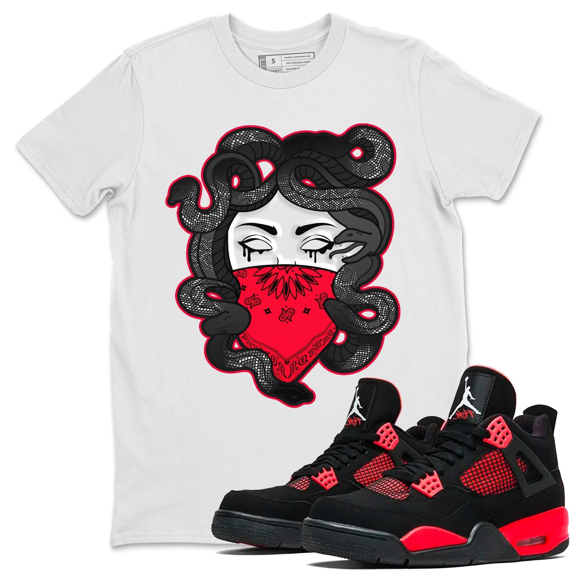 Jordan 4 Red Thunder Shirt To Match Jordans Medusa Sneaker Tees Jordan 4 Red Thunder Drip Gear Zone Sneaker Matching Clothing Unisex Shirts