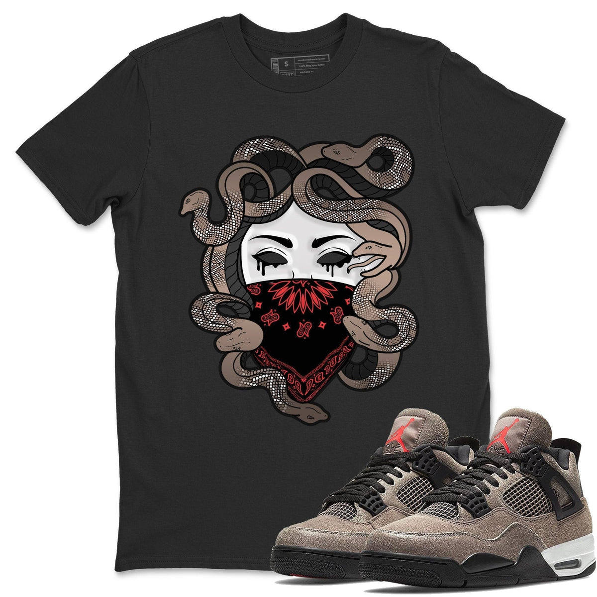 Jordan 4 Taupe Haze Shirt To Match Jordans Medusa Sneaker Tees Jordan 4 Taupe Haze Drip Gear Zone Sneaker Matching Clothing Unisex Shirts