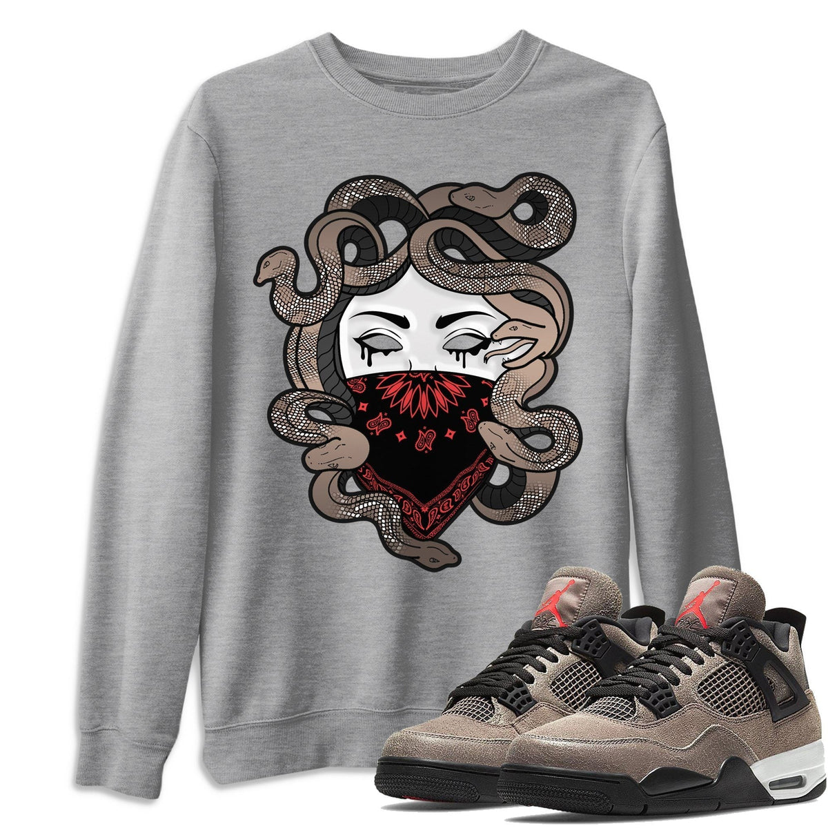 Jordan 4 Taupe Haze Shirt To Match Jordans Medusa Sneaker Tees Jordan 4 Taupe Haze Drip Gear Zone Sneaker Matching Clothing Unisex Shirts