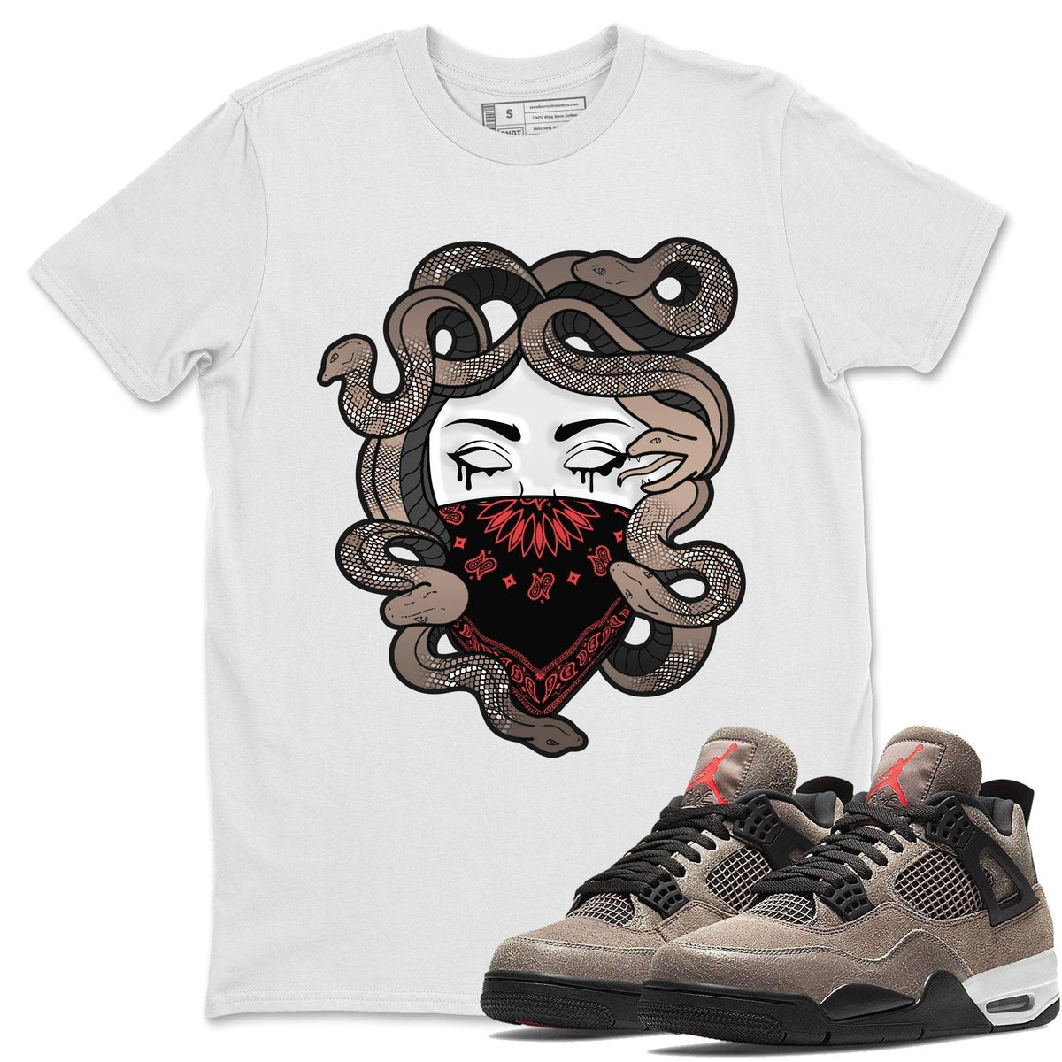 Jordan 4 Taupe Haze Shirt To Match Jordans Medusa Sneaker Tees Jordan 4 Taupe Haze Drip Gear Zone Sneaker Matching Clothing Unisex Shirts