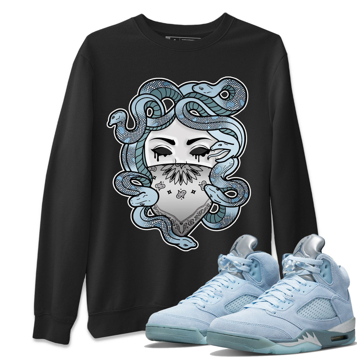 Jordan 5 Blue Bird Shirt To Match Jordans Medusa Sneaker Tees Jordan 5 Blue Bird Drip Gear Zone Sneaker Matching Clothing Unisex Shirts