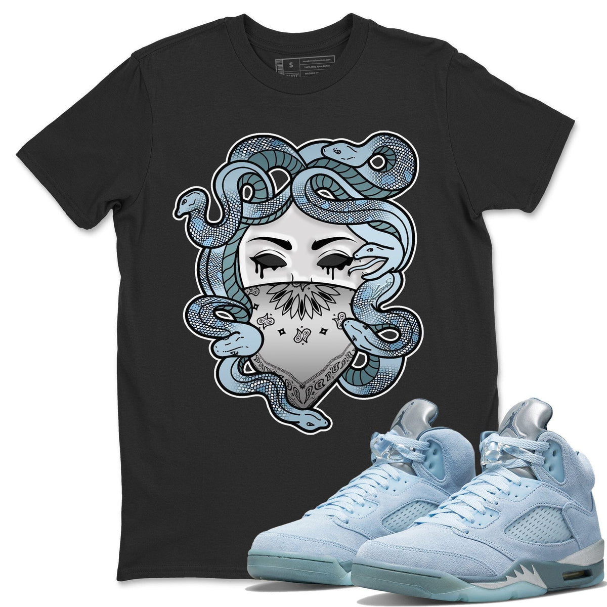 Jordan 5 Blue Bird Shirt To Match Jordans Medusa Sneaker Tees Jordan 5 Blue Bird Drip Gear Zone Sneaker Matching Clothing Unisex Shirts