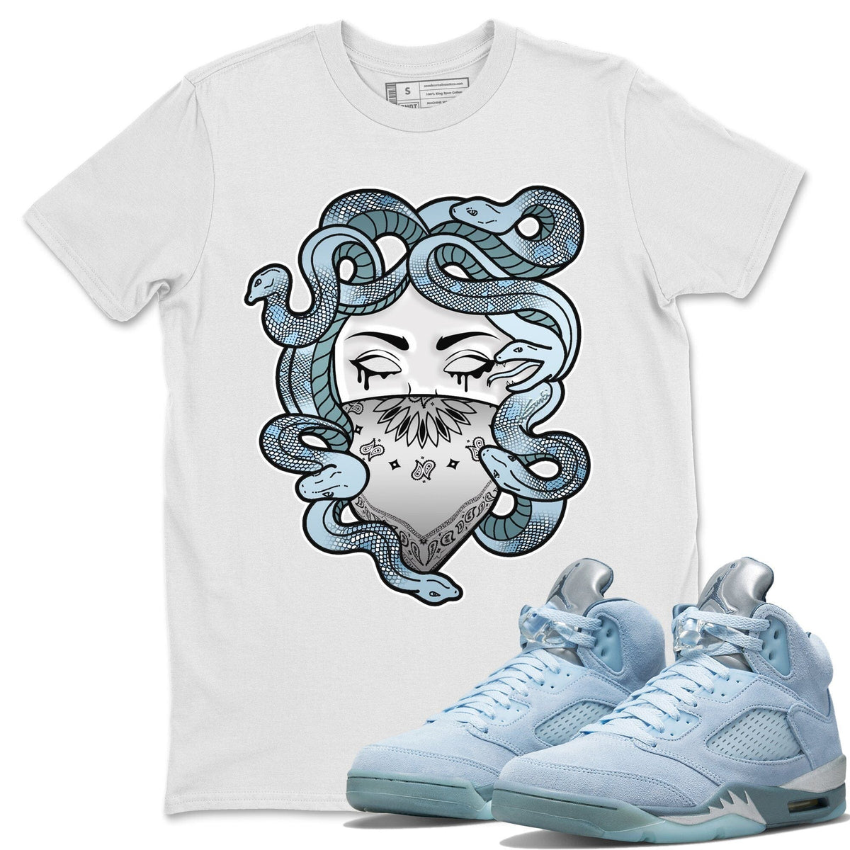 Jordan 5 Blue Bird Shirt To Match Jordans Medusa Sneaker Tees Jordan 5 Blue Bird Drip Gear Zone Sneaker Matching Clothing Unisex Shirts