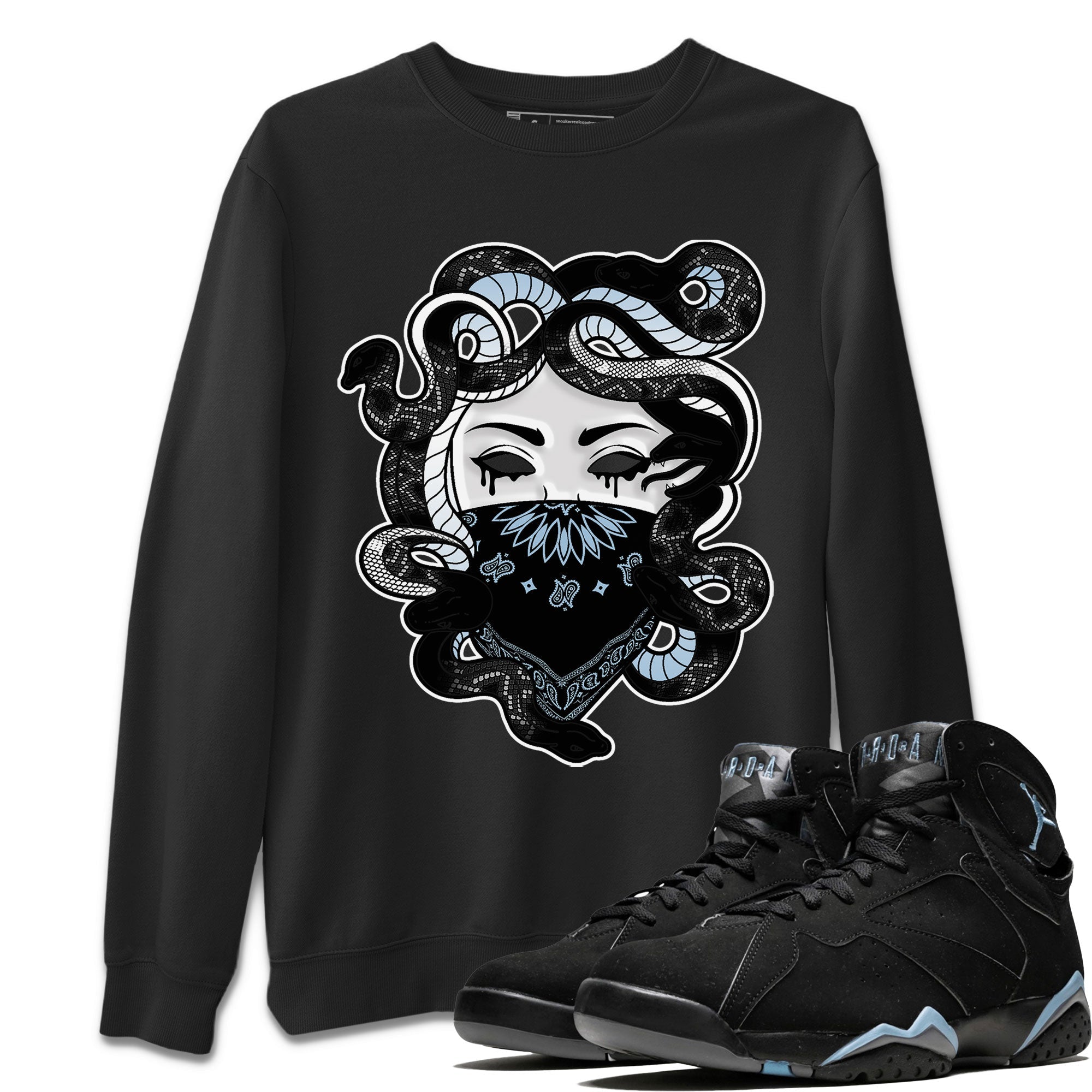 AJ7 Chambray shirt to match jordans Medusa Streetwear Sneaker Shirt Air Jordan 7 Chambray Drip Gear Zone Sneaker Matching Clothing Unisex Black 1 T-Shirt