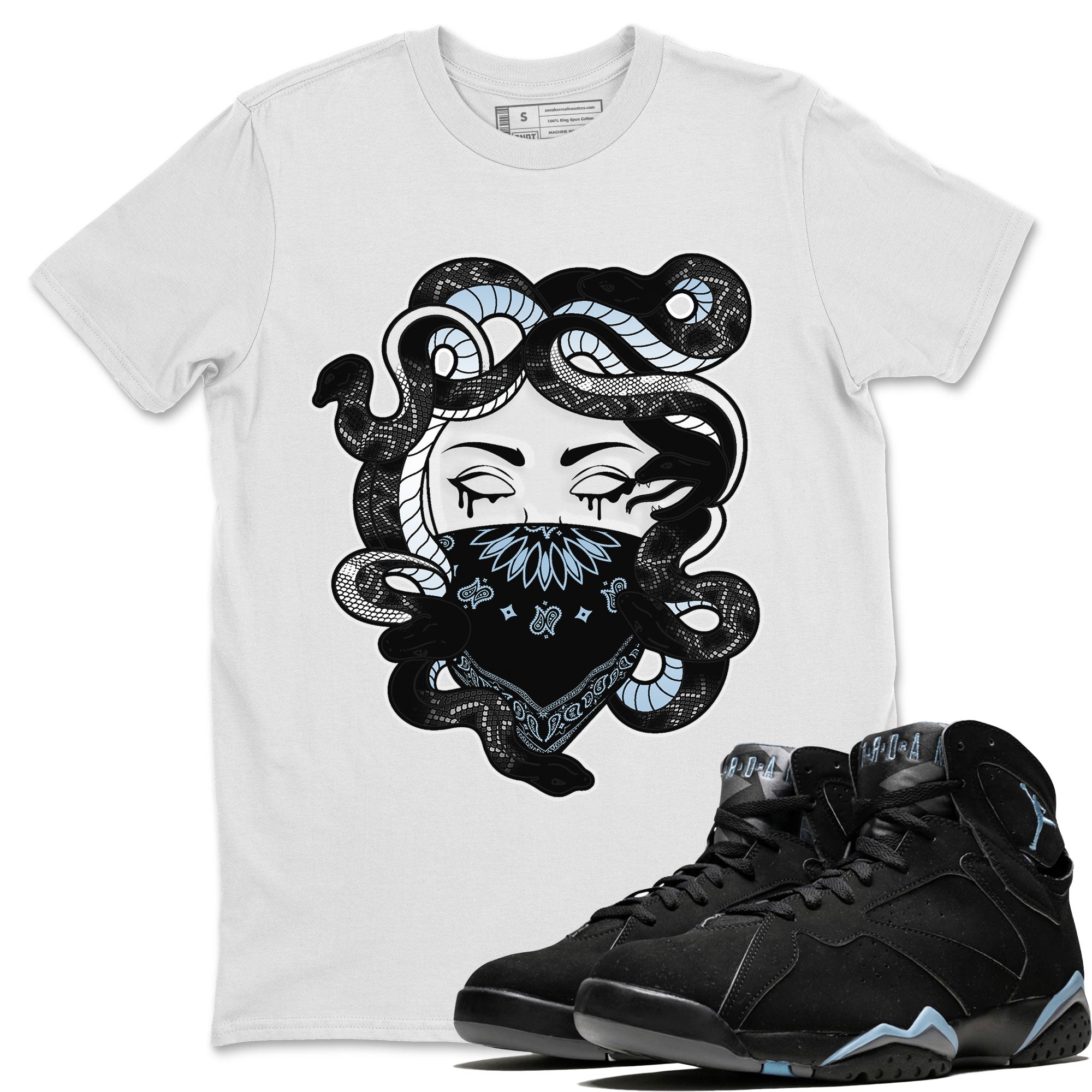 AJ7 Chambray shirt to match jordans Medusa Streetwear Sneaker Shirt Air Jordan 7 Chambray Drip Gear Zone Sneaker Matching Clothing Unisex White 1 T-Shirt
