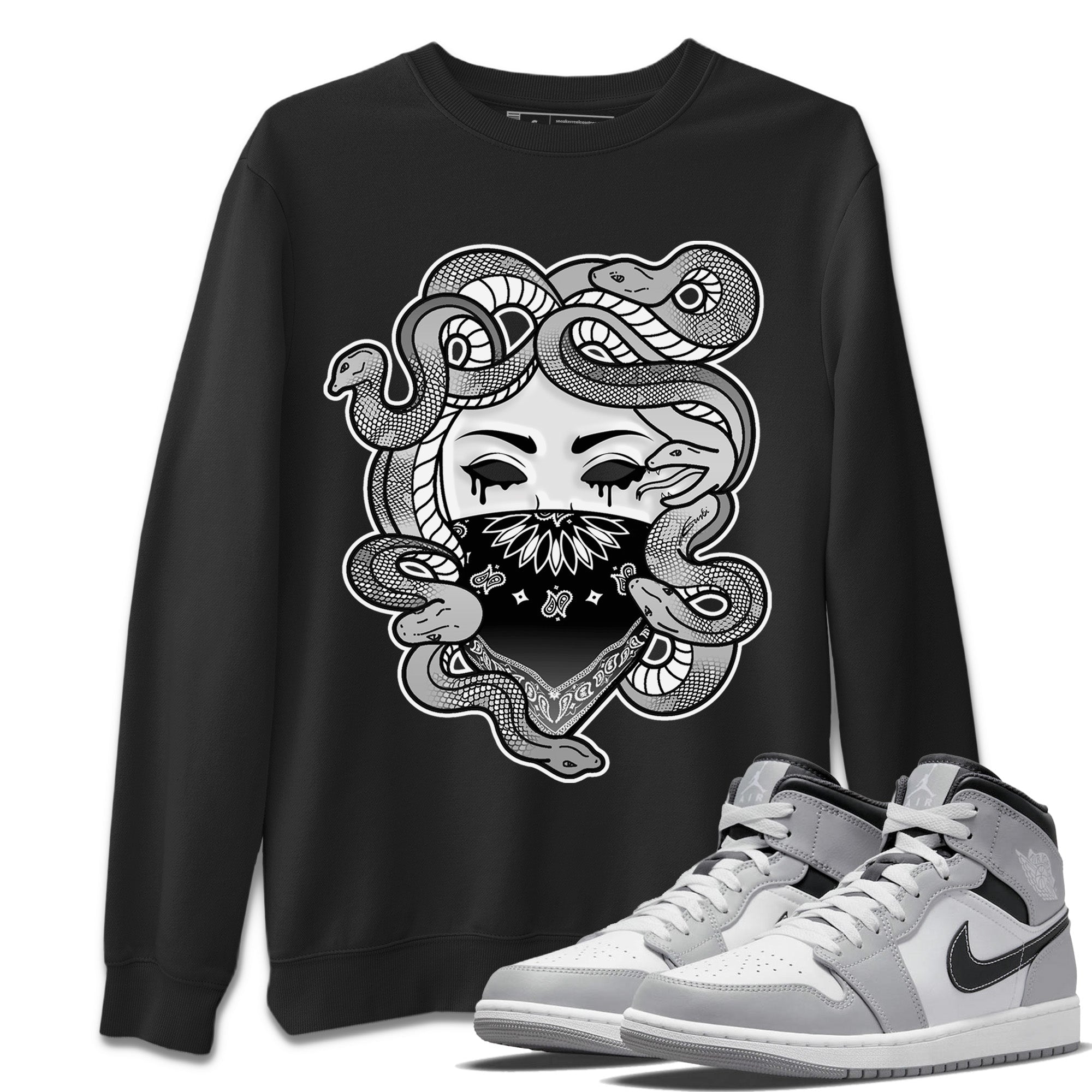 Jordan 1 Light Smoke Grey Sneaker Matching T-Shirt Medusa Sneaker Tees Jordan 1 Light Smoke Grey Sneaker Release Tees Crew Neck Tees