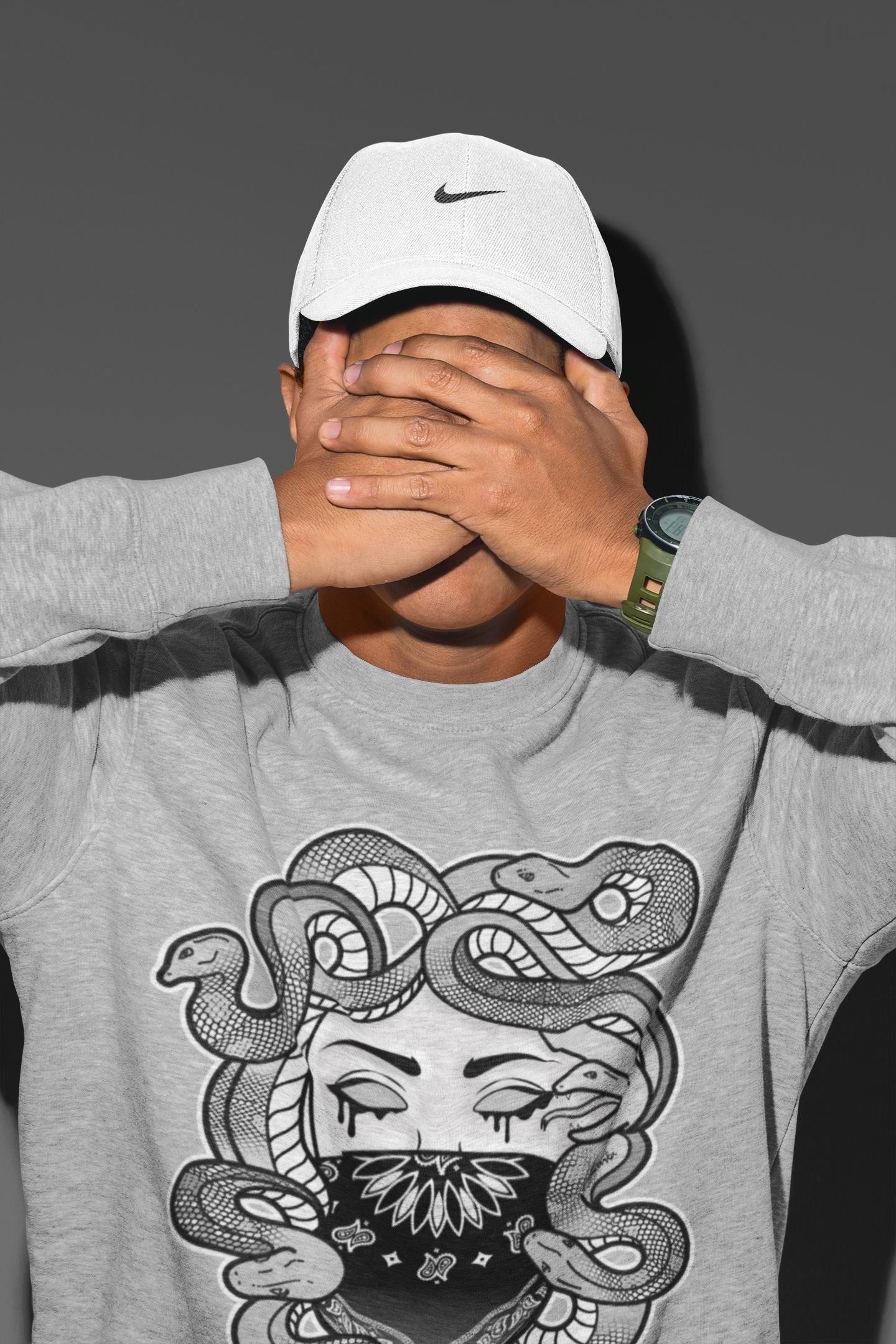Jordan 1 Light Smoke Grey Sneaker Matching T-Shirt Medusa Sneaker Tees Jordan 1 Light Smoke Grey Sneaker Release Tees Crew Neck Tees