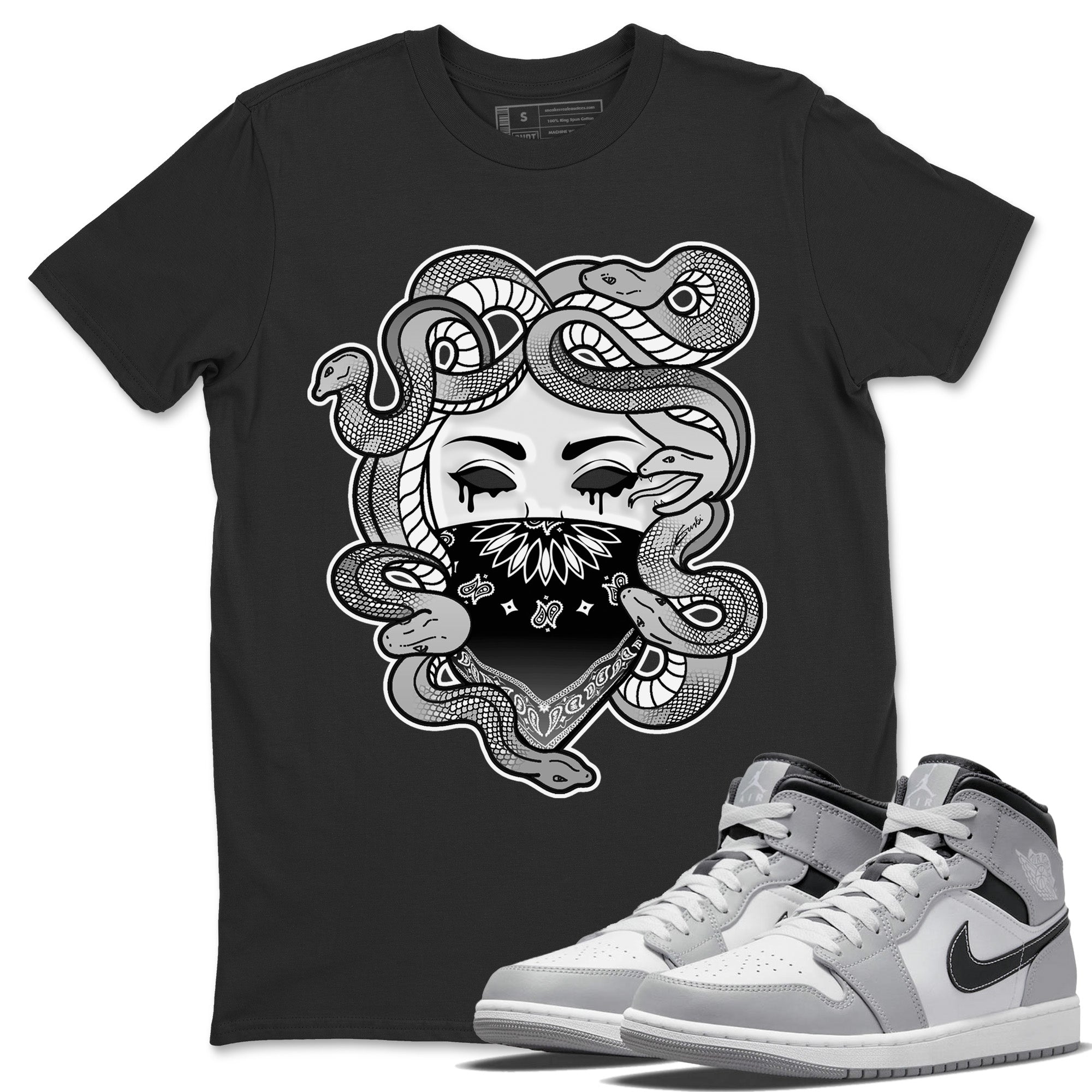 Jordan 1 Light Smoke Grey Sneaker Matching T-Shirt Medusa Sneaker Tees Jordan 1 Light Smoke Grey Sneaker Release Tees Crew Neck Tees