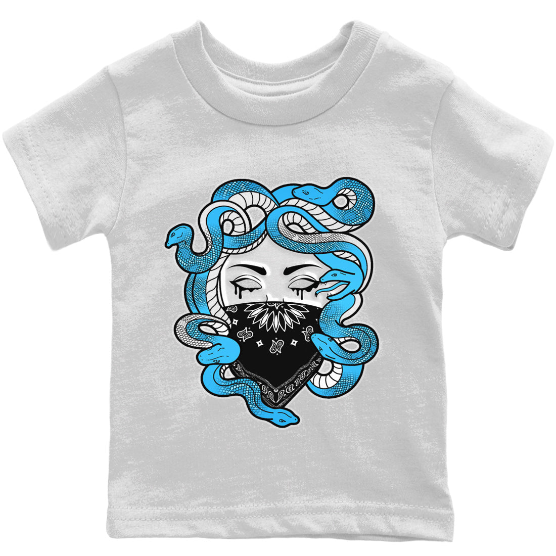 Jordan 1 Powder Blue Sneaker Matching T-Shirt Medusa Sneaker Tees Jordan 1 Powder Blue Sneaker Release Tees Kids Shirts