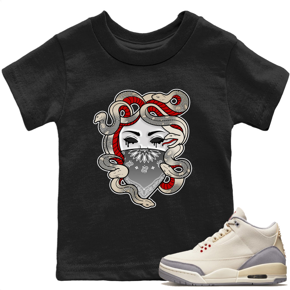 Jordan 3 Muslin Sneaker Matching T-Shirt Medusa Sneaker Tees Jordan 3 Muslin Sneaker Release Tees Kids Shirts