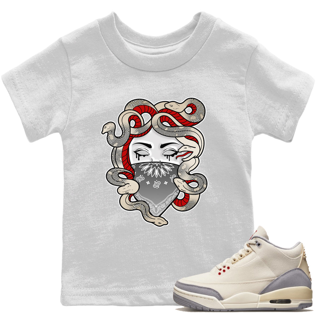 Jordan 3 Muslin Sneaker Matching T-Shirt Medusa Sneaker Tees Jordan 3 Muslin Sneaker Release Tees Kids Shirts