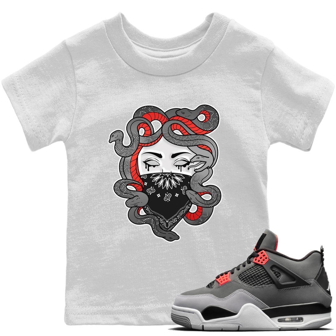 Jordan 4 Infrared Sneaker Matching T-Shirt Medusa Sneaker Tees Jordan 4 Infrared Sneaker Release Tees Kids Shirts