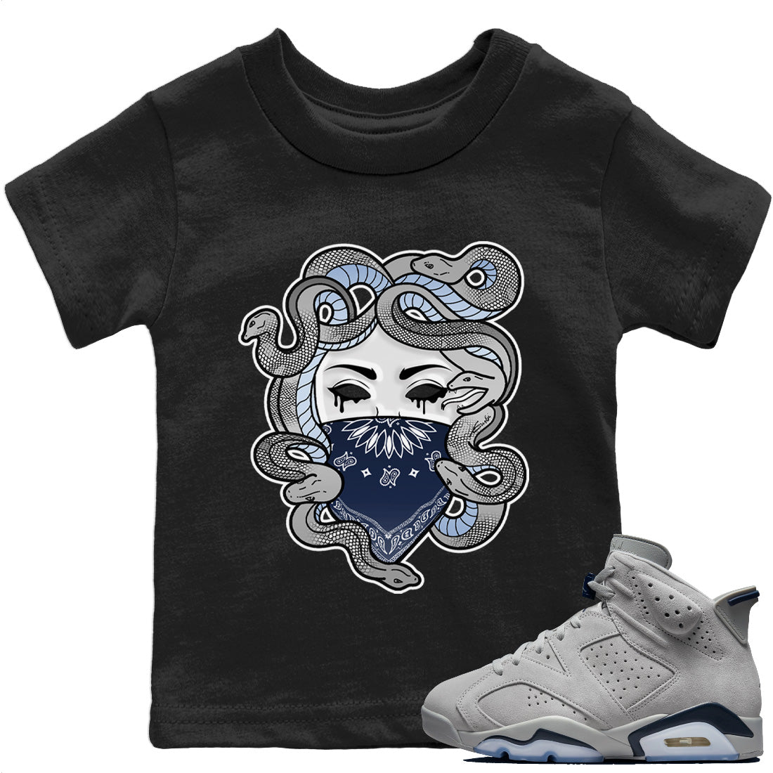 Jordan 6 Georgetown Sneaker Matching T-Shirt Medusa Sneaker Tees Jordan 6 Georgetown Sneaker Release Tees Kids Shirts