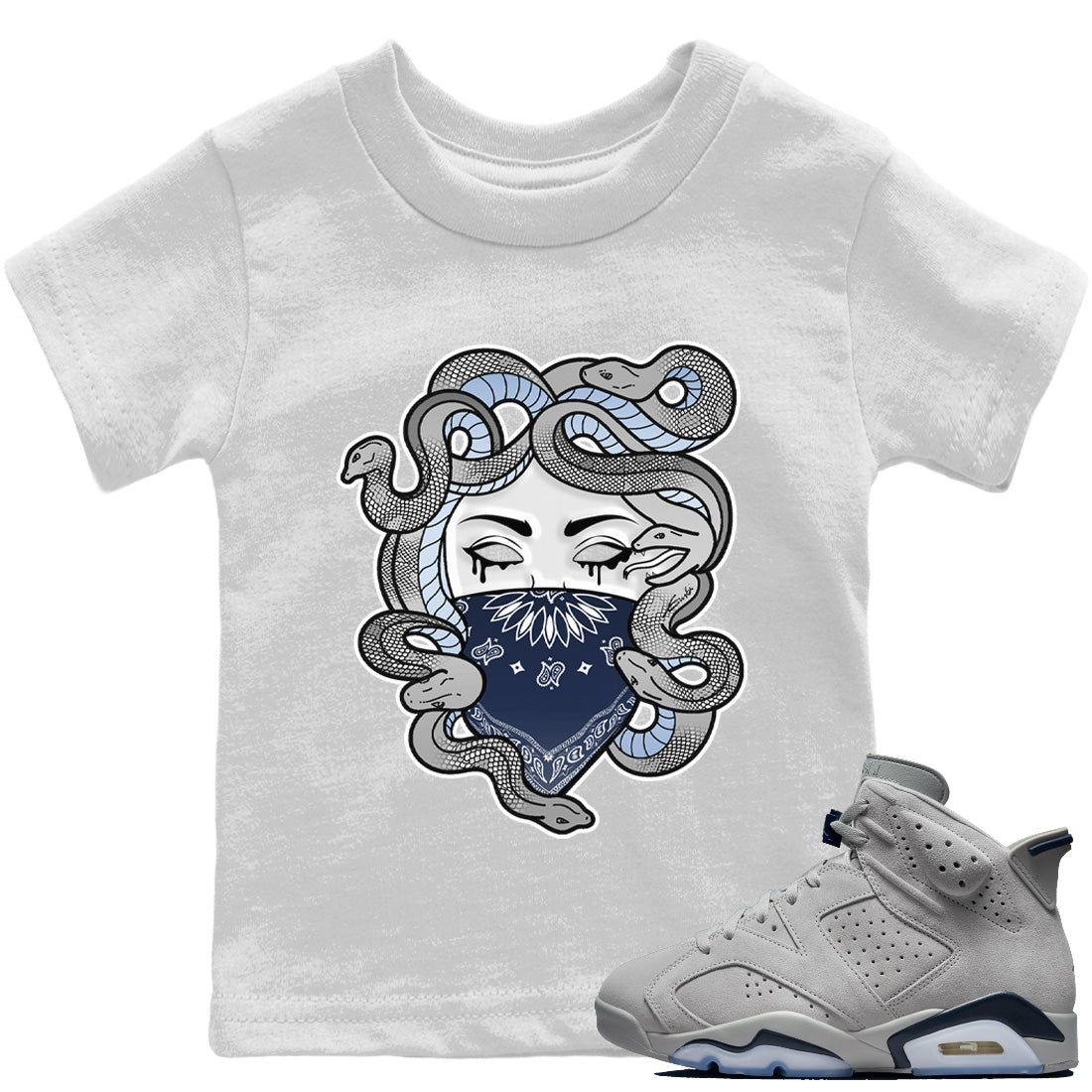 Jordan 6 Georgetown Sneaker Matching T-Shirt Medusa Sneaker Tees Jordan 6 Georgetown Sneaker Release Tees Kids Shirts