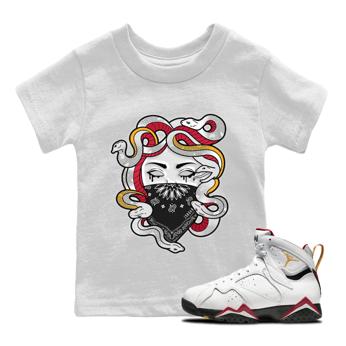 Jordan 7 Cardinal Shirt To Match Jordans Medusa Sneaker Tees Jordan 7 Cardinal Drip Gear Zone Sneaker Matching Clothing Kids Shirts