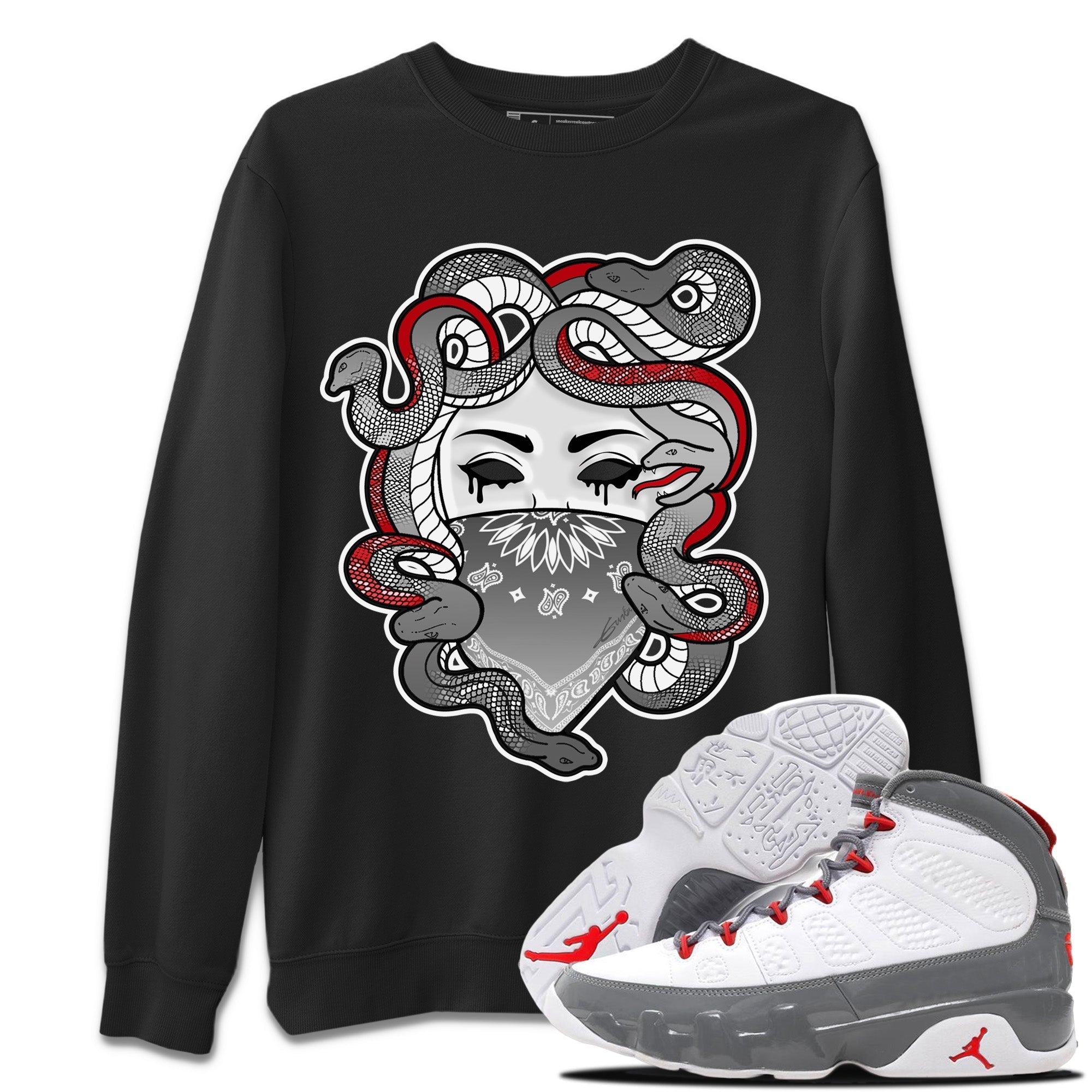 Jordan 9 Fire Red Shirt To Match Jordans Medusa Sneaker Tees Jordan 9 Fire Red Drip Gear Zone Sneaker Matching Clothing Unisex Shirts