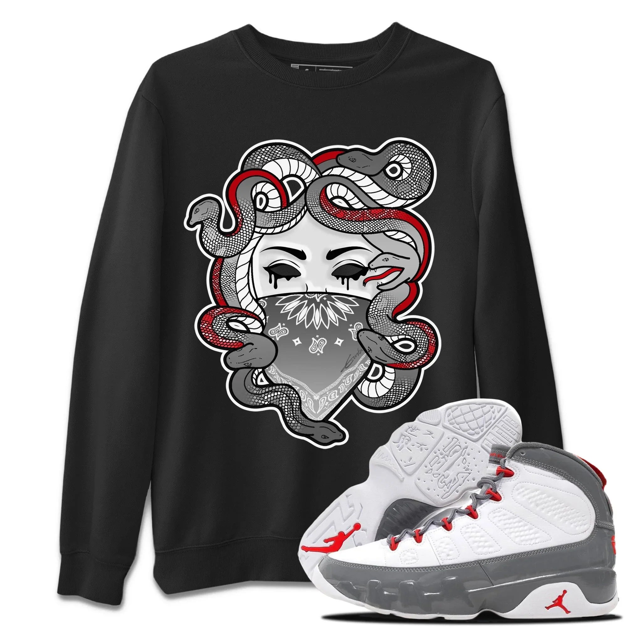 Jordan 9 Fire Red Shirt To Match Jordans Medusa Sneaker Tees Jordan 9 Fire Red Drip Gear Zone Sneaker Matching Clothing Unisex Shirts