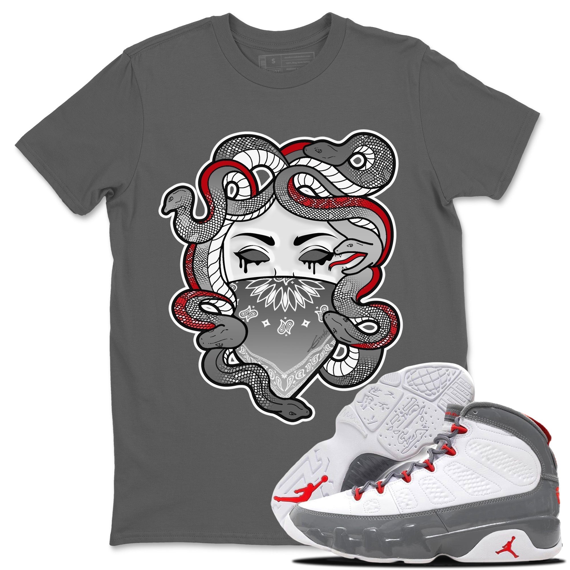 Jordan 9 Fire Red Shirt To Match Jordans Medusa Sneaker Tees Jordan 9 Fire Red Drip Gear Zone Sneaker Matching Clothing Unisex Shirts