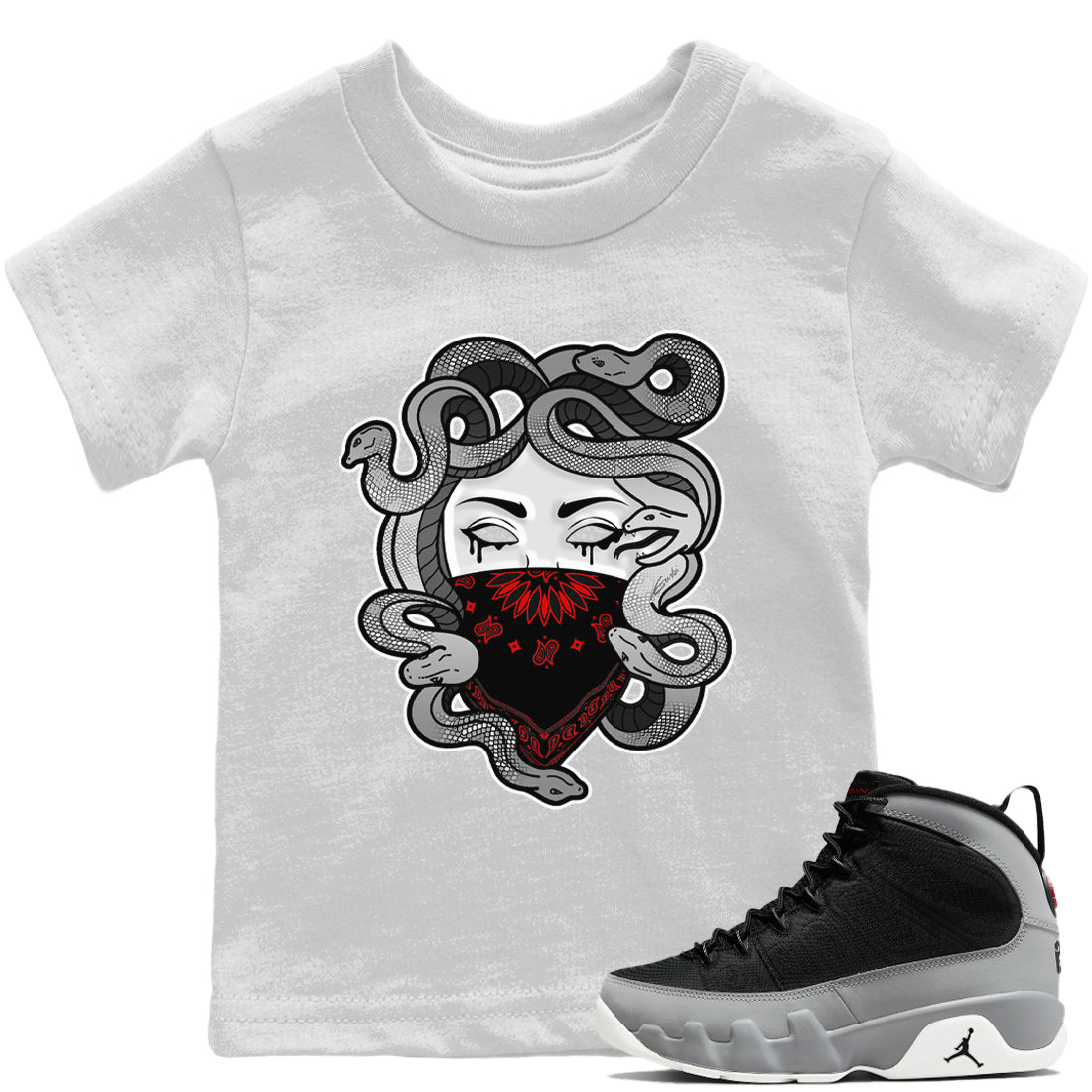 Jordan 9 Particle Grey Shirt To Match Jordans Medusa Sneaker Tees Jordan 9 Particle Grey Drip Gear Zone Sneaker Matching Clothing Kids Shirts