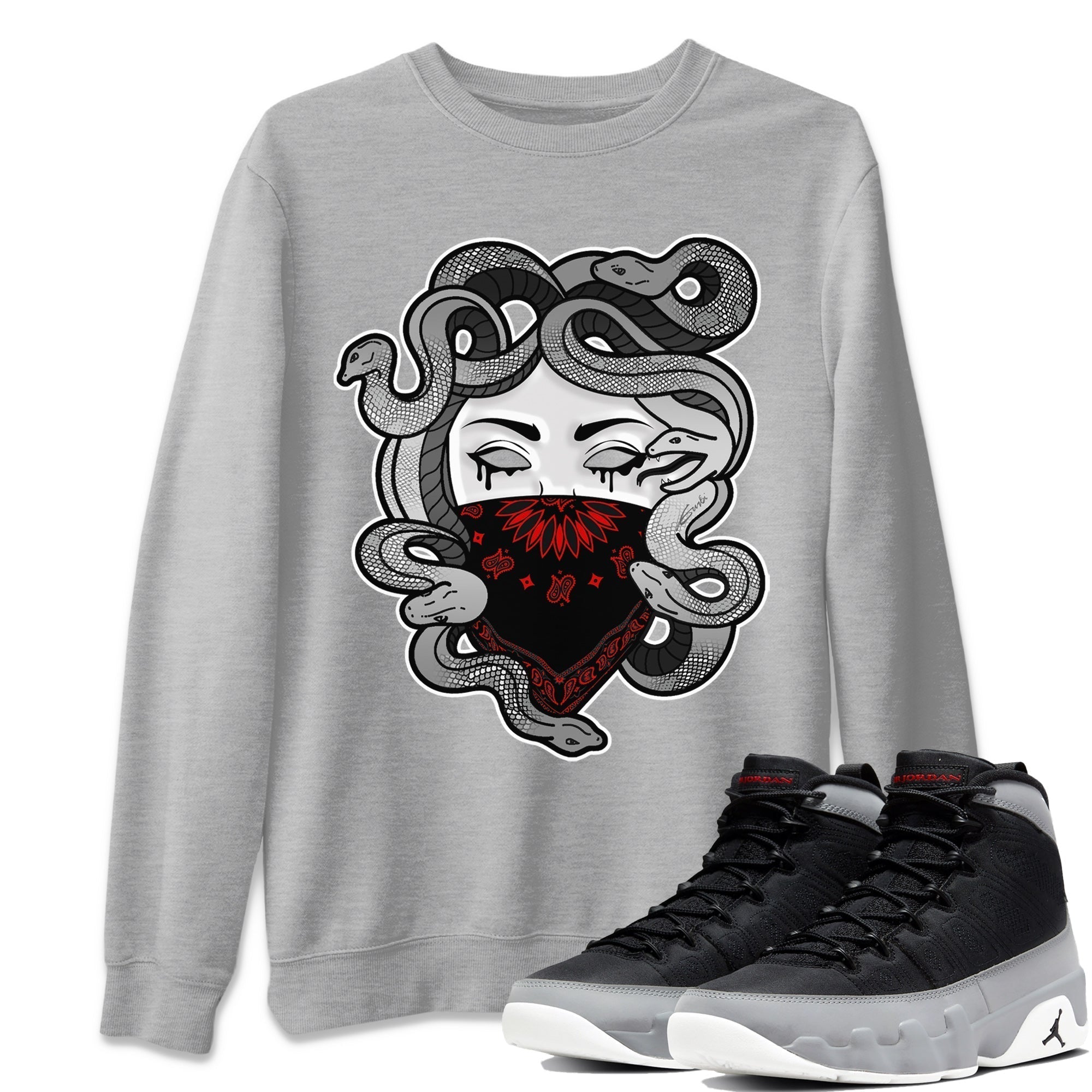 Jordan 9 Particle Grey Shirt To Match Jordans Medusa Sneaker Tees Jordan 9 Particle Grey Drip Gear Zone Sneaker Matching Clothing Unisex Shirts