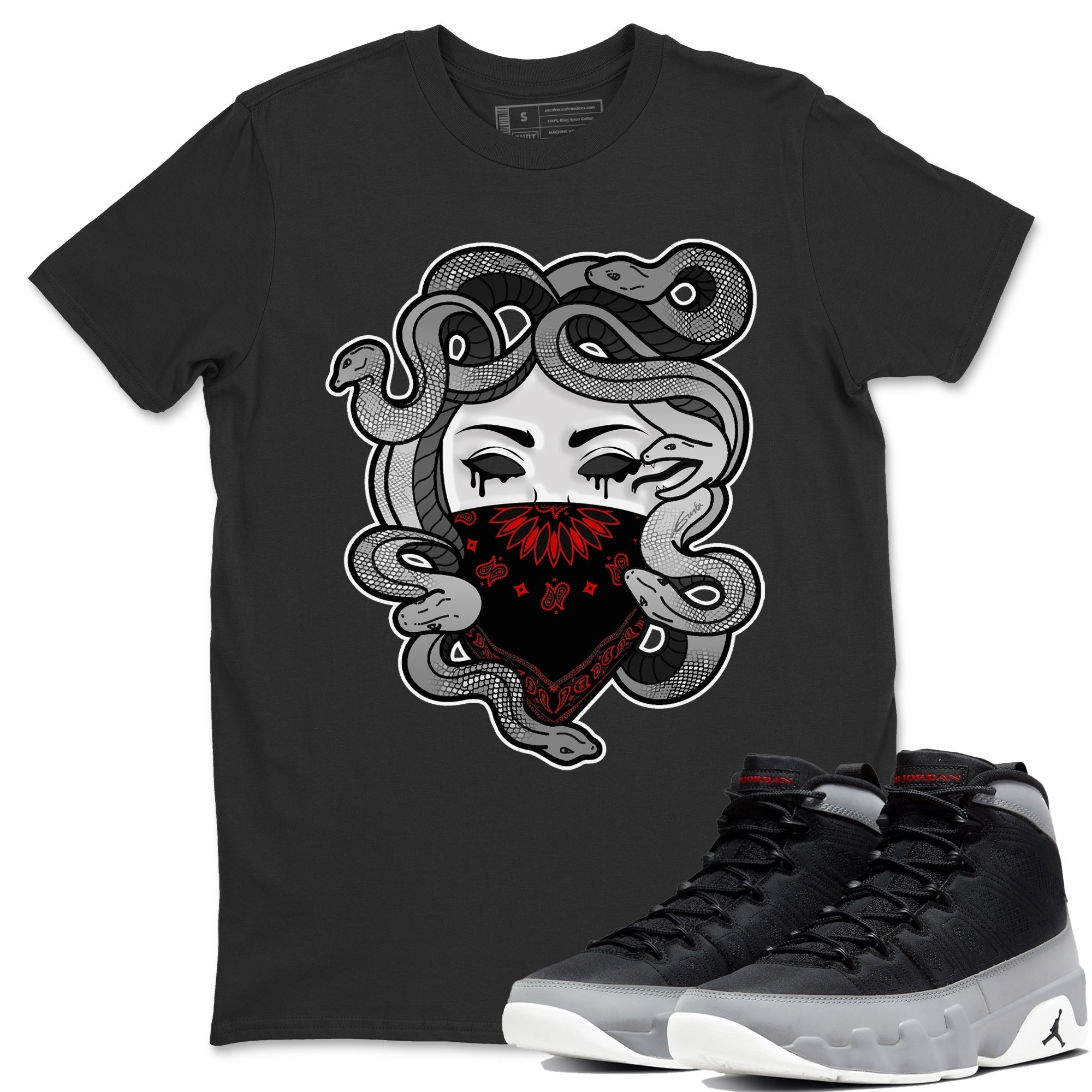 Jordan 9 Particle Grey Shirt To Match Jordans Medusa Sneaker Tees Jordan 9 Particle Grey Drip Gear Zone Sneaker Matching Clothing Unisex Shirts