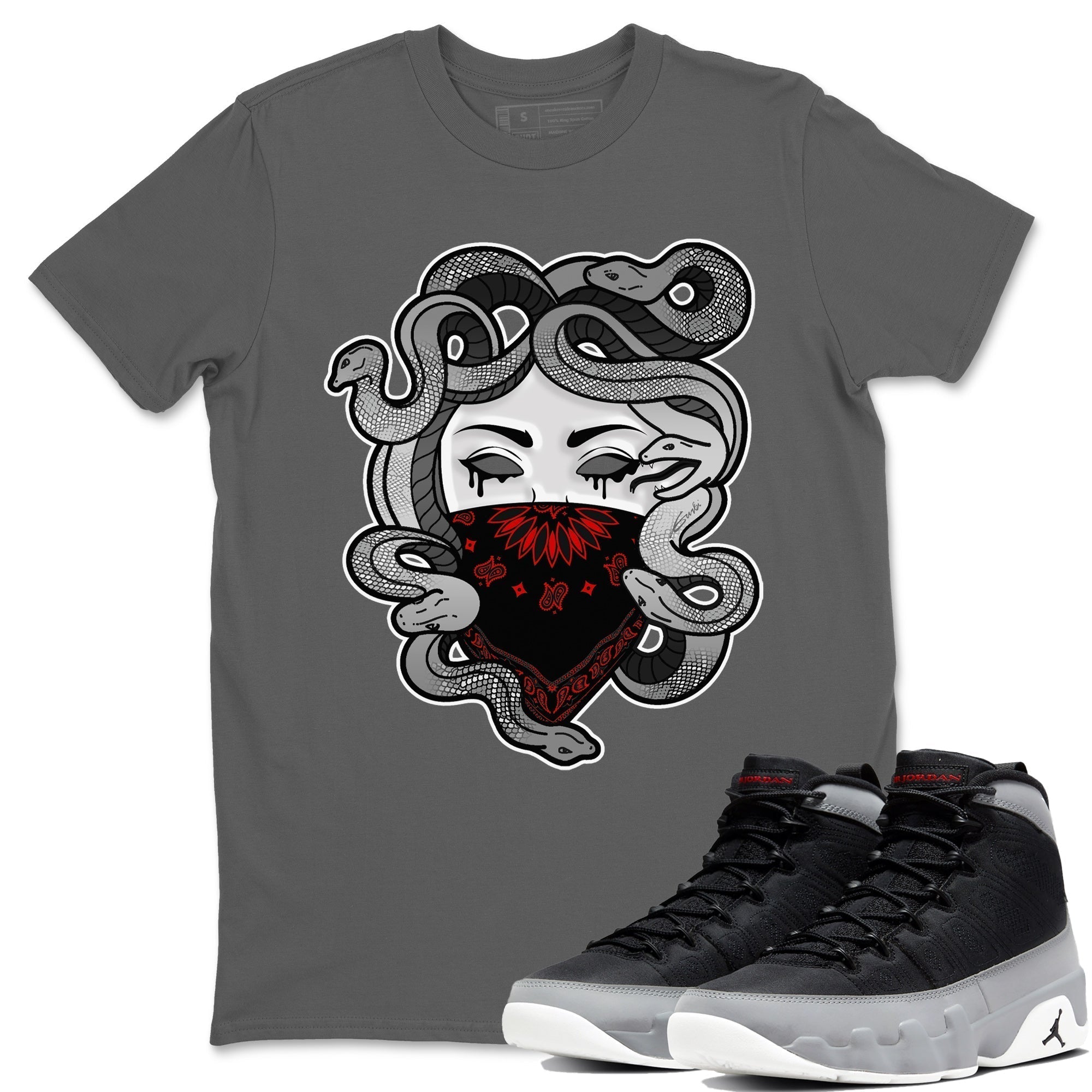 Jordan 9 Particle Grey Shirt To Match Jordans Medusa Sneaker Tees Jordan 9 Particle Grey Drip Gear Zone Sneaker Matching Clothing Unisex Shirts