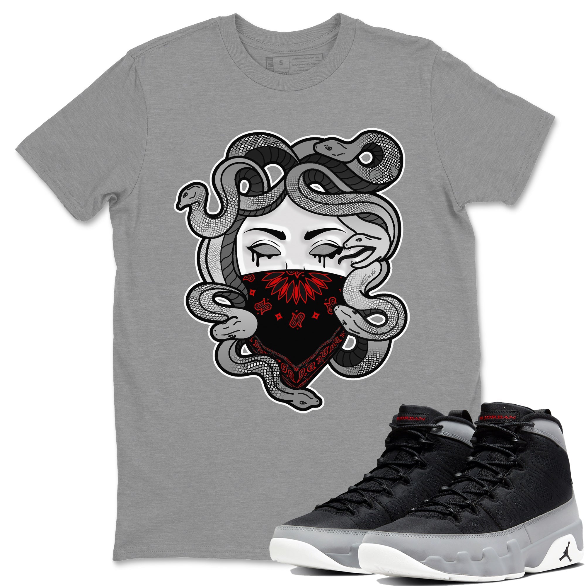 Jordan 9 Particle Grey Shirt To Match Jordans Medusa Sneaker Tees Jordan 9 Particle Grey Drip Gear Zone Sneaker Matching Clothing Unisex Shirts